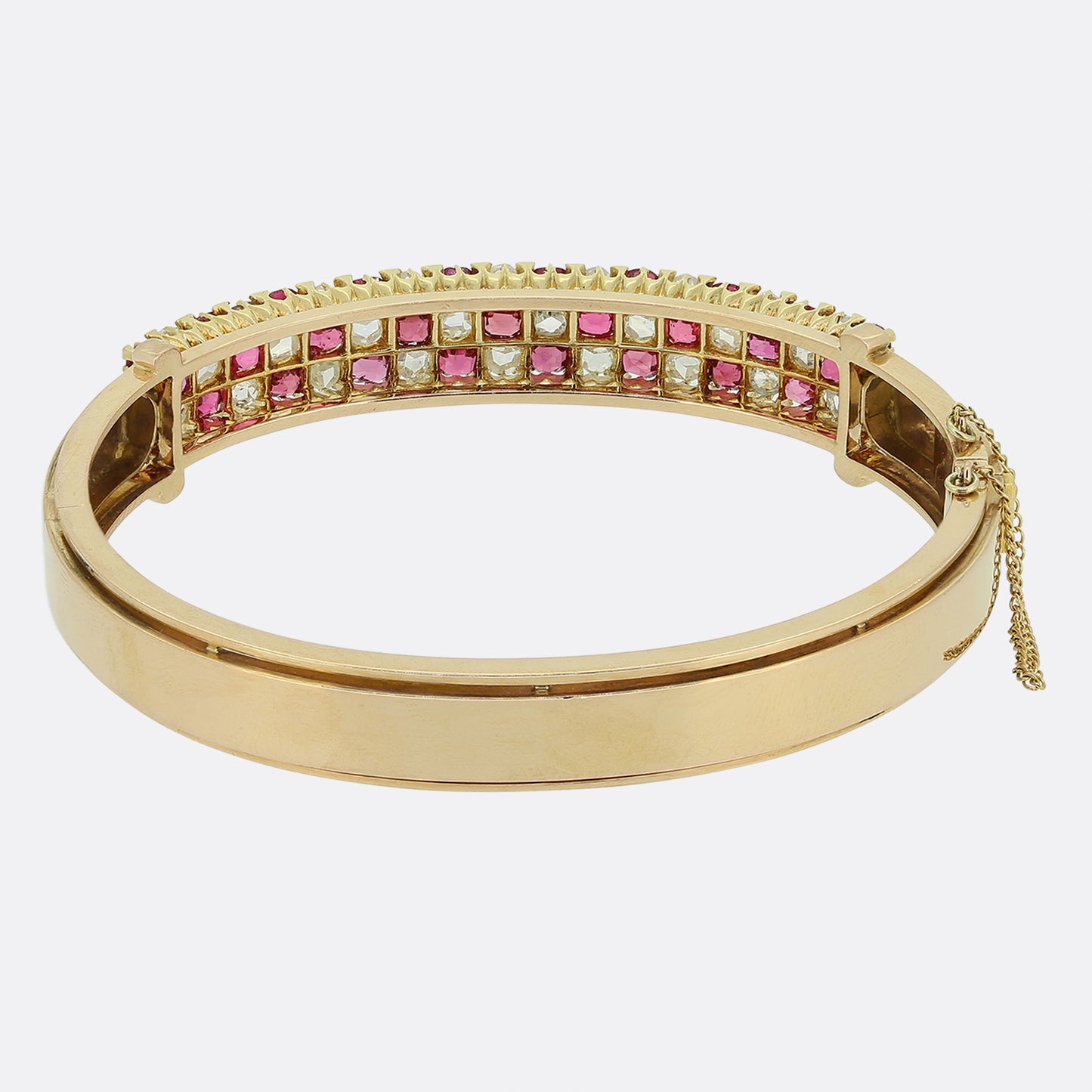 Victorian Ruby and Diamond Chequerboard Bangle Bracelet