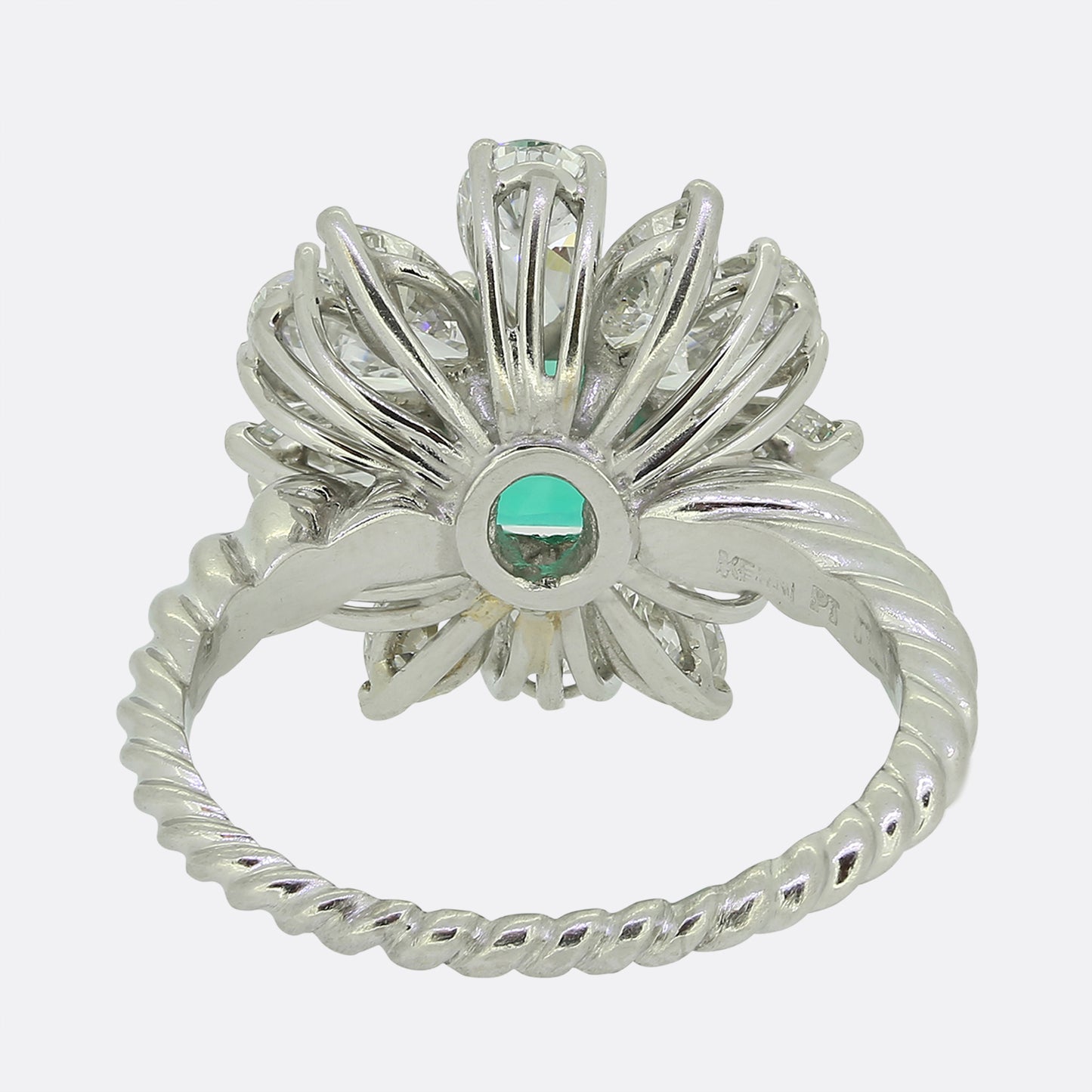 Vintage Emerald and Diamond Cluster Ring