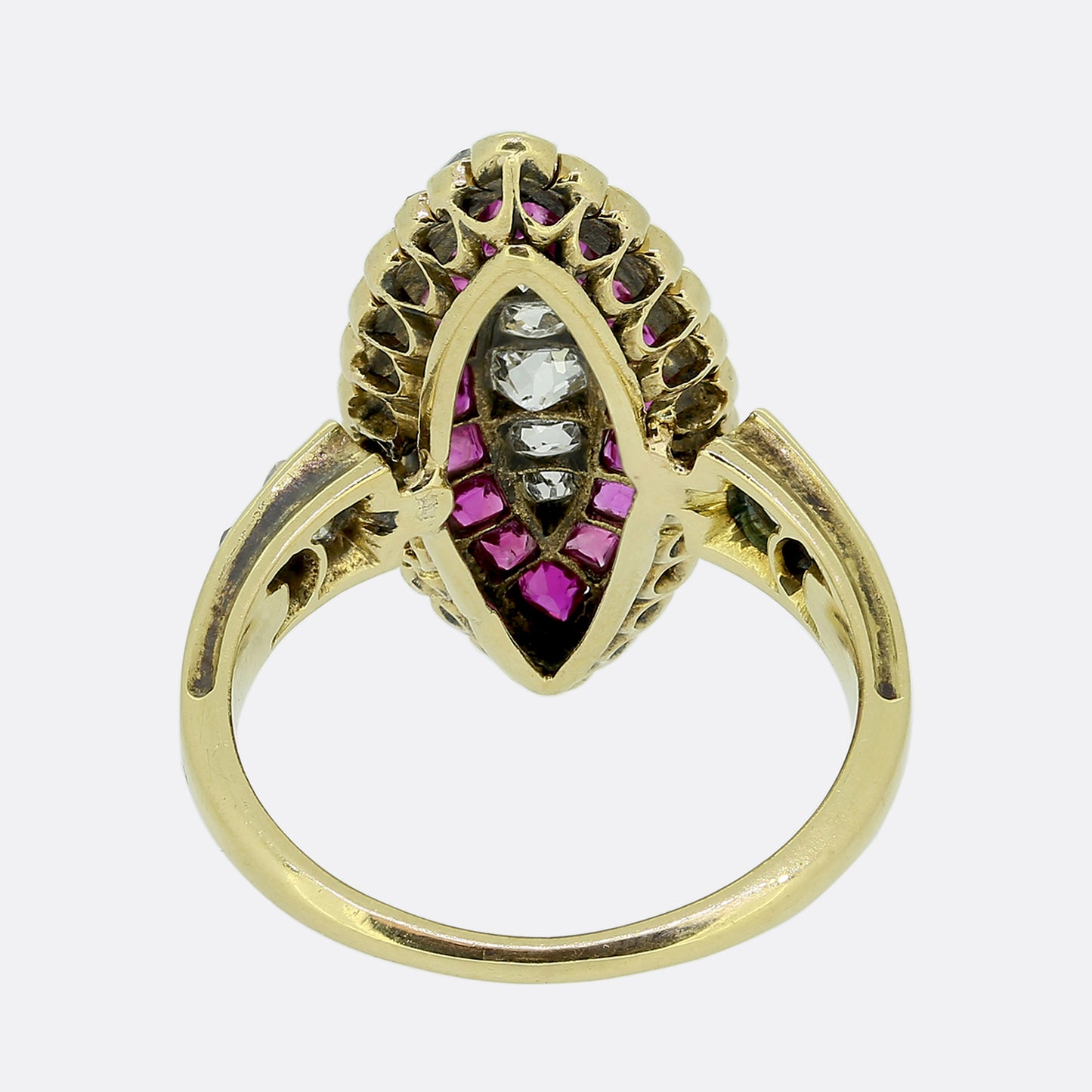 Victorian Ruby and Diamond Navette Ring