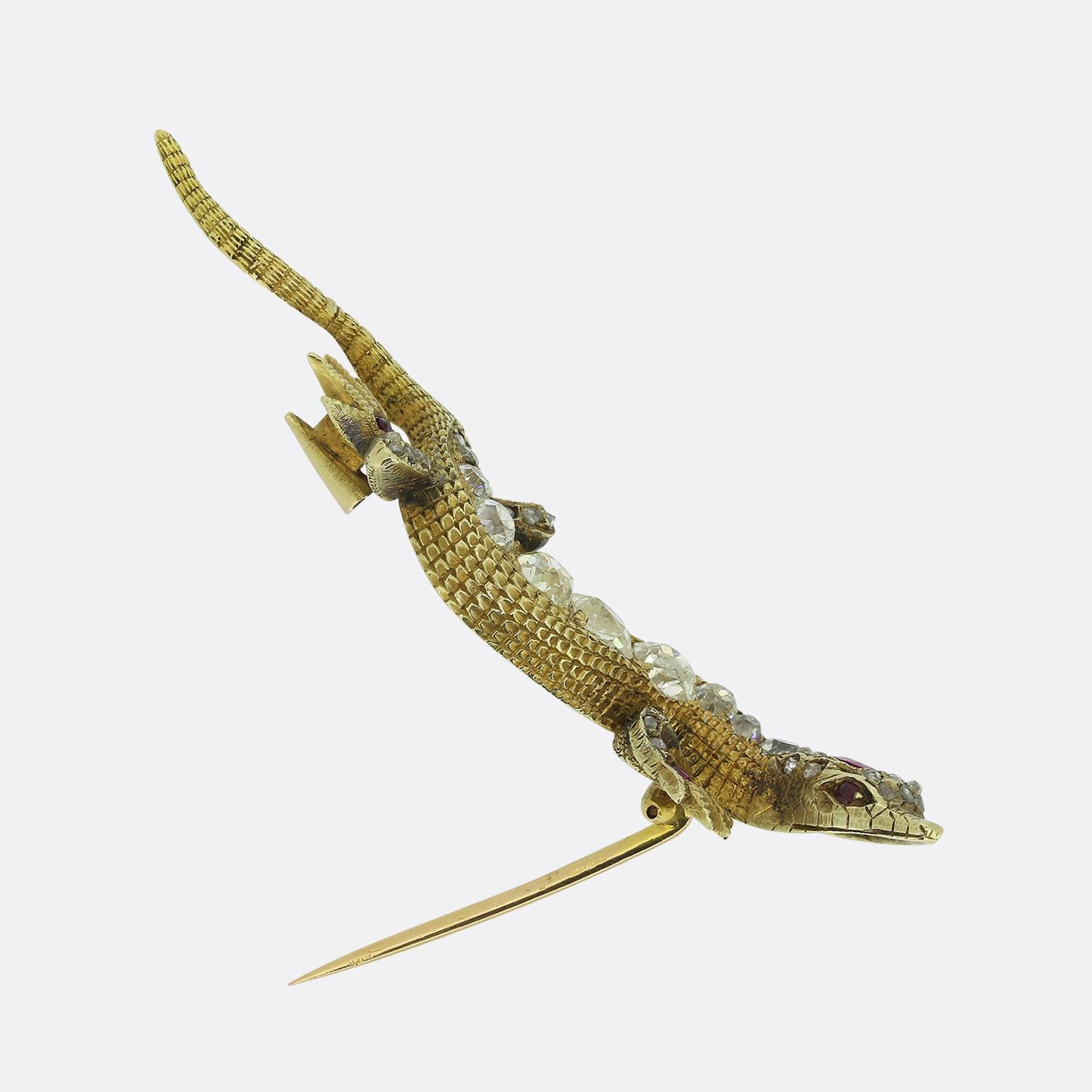 Victorian Ruby and Diamond Lizard Brooch