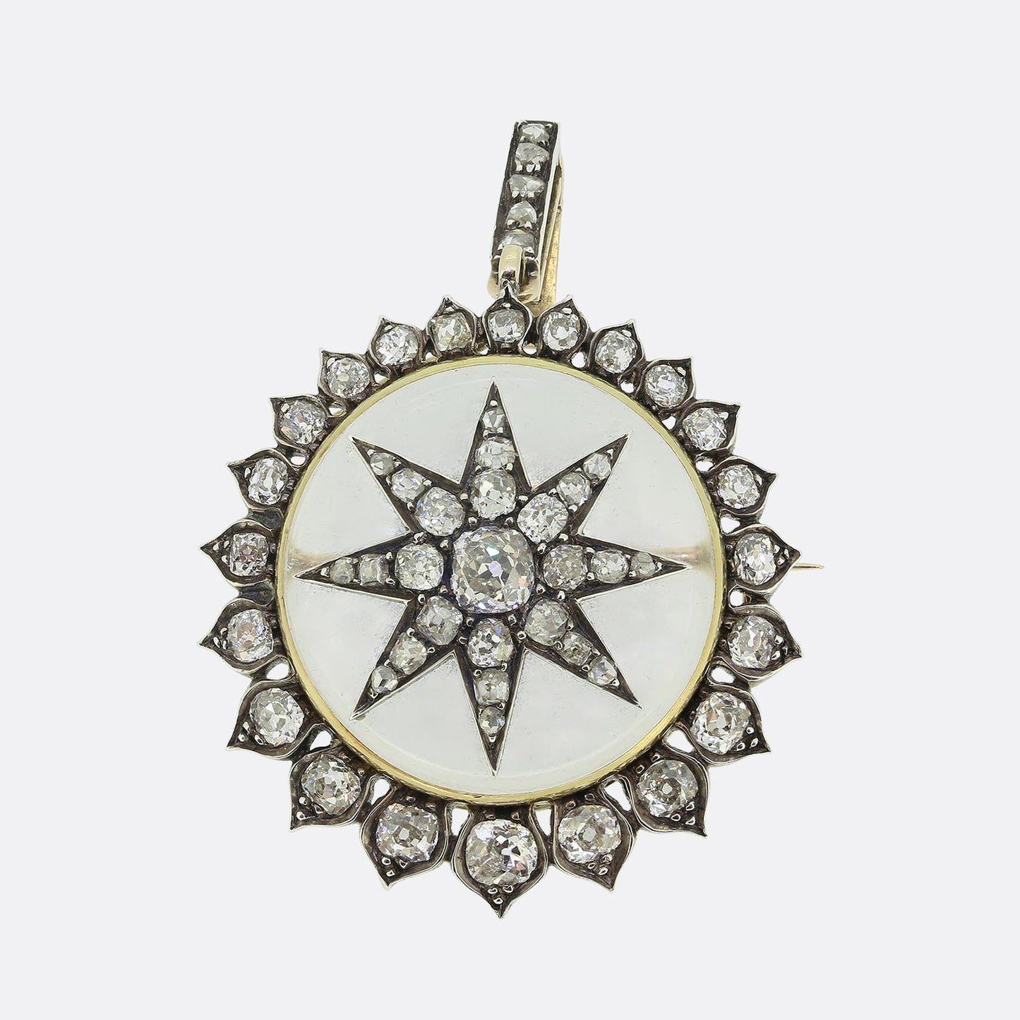 Antique Rock Crystal and Diamond Fob Brooch