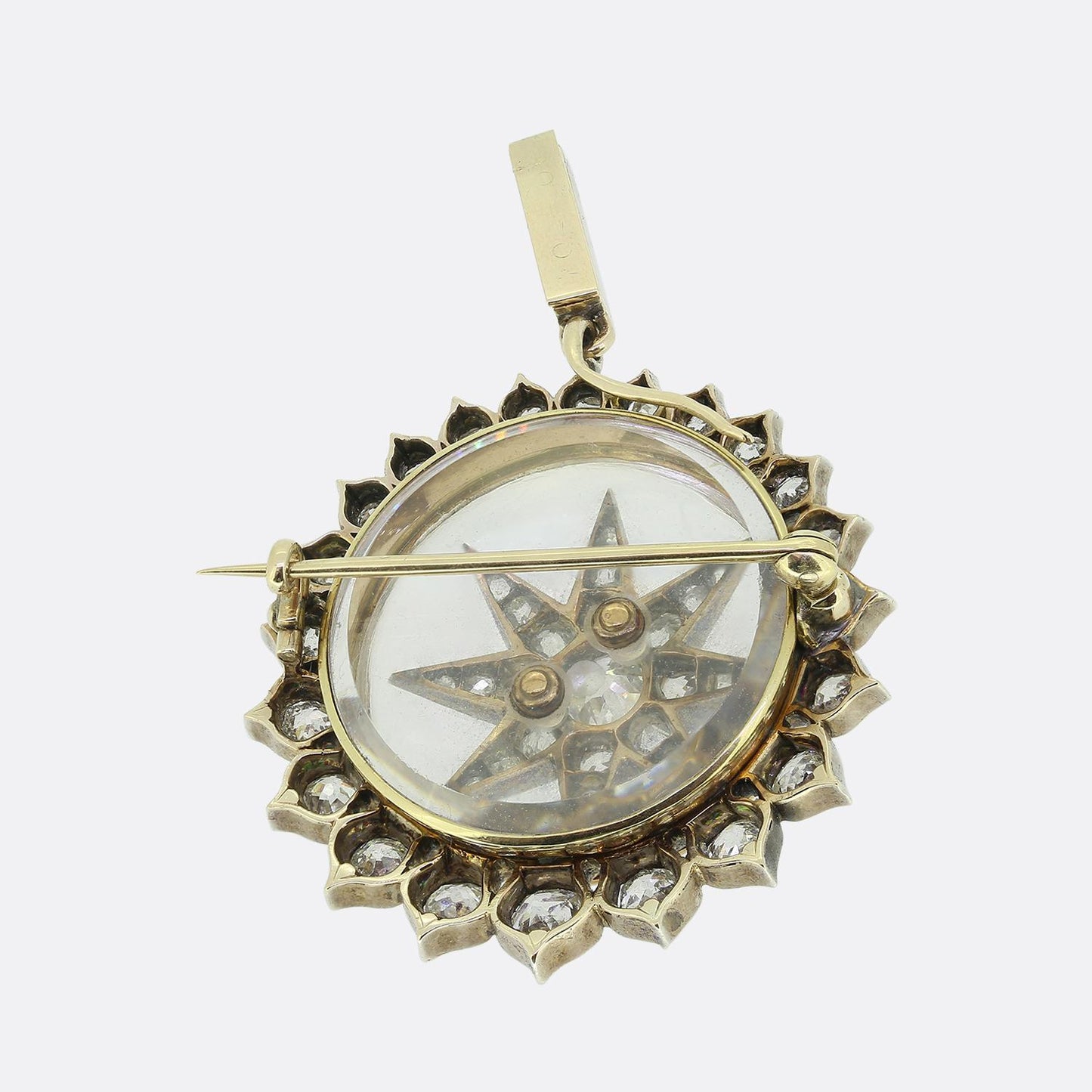 Antique Rock Crystal and Diamond Fob Brooch