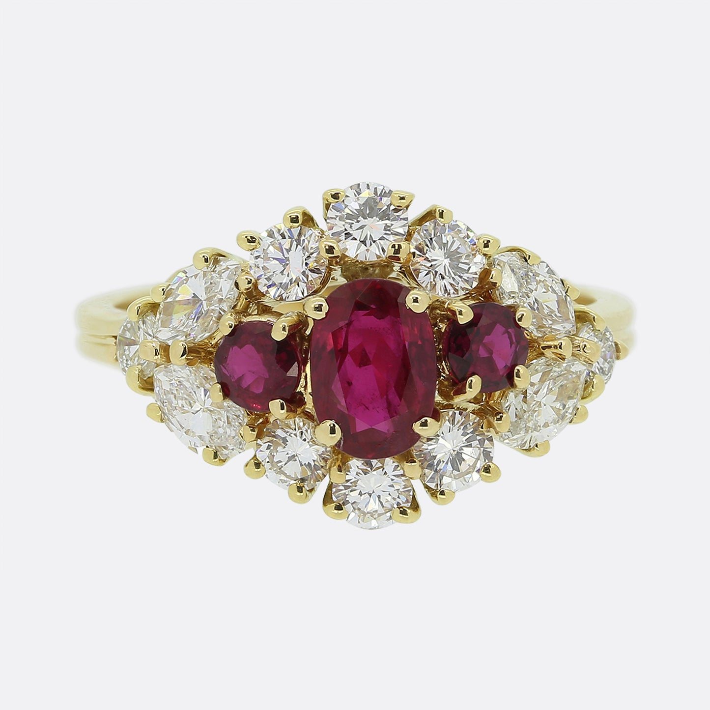 Graff Vintage Ruby and Diamond Cluster Ring