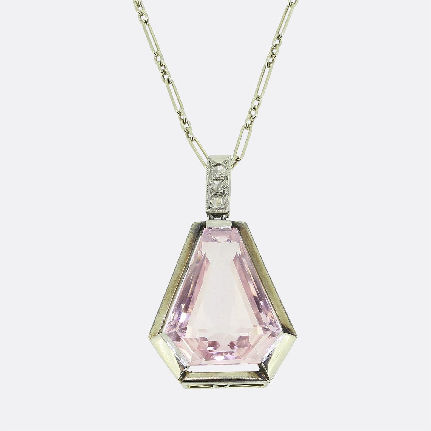 Edwardain Pink Topaz and Diamond Necklace