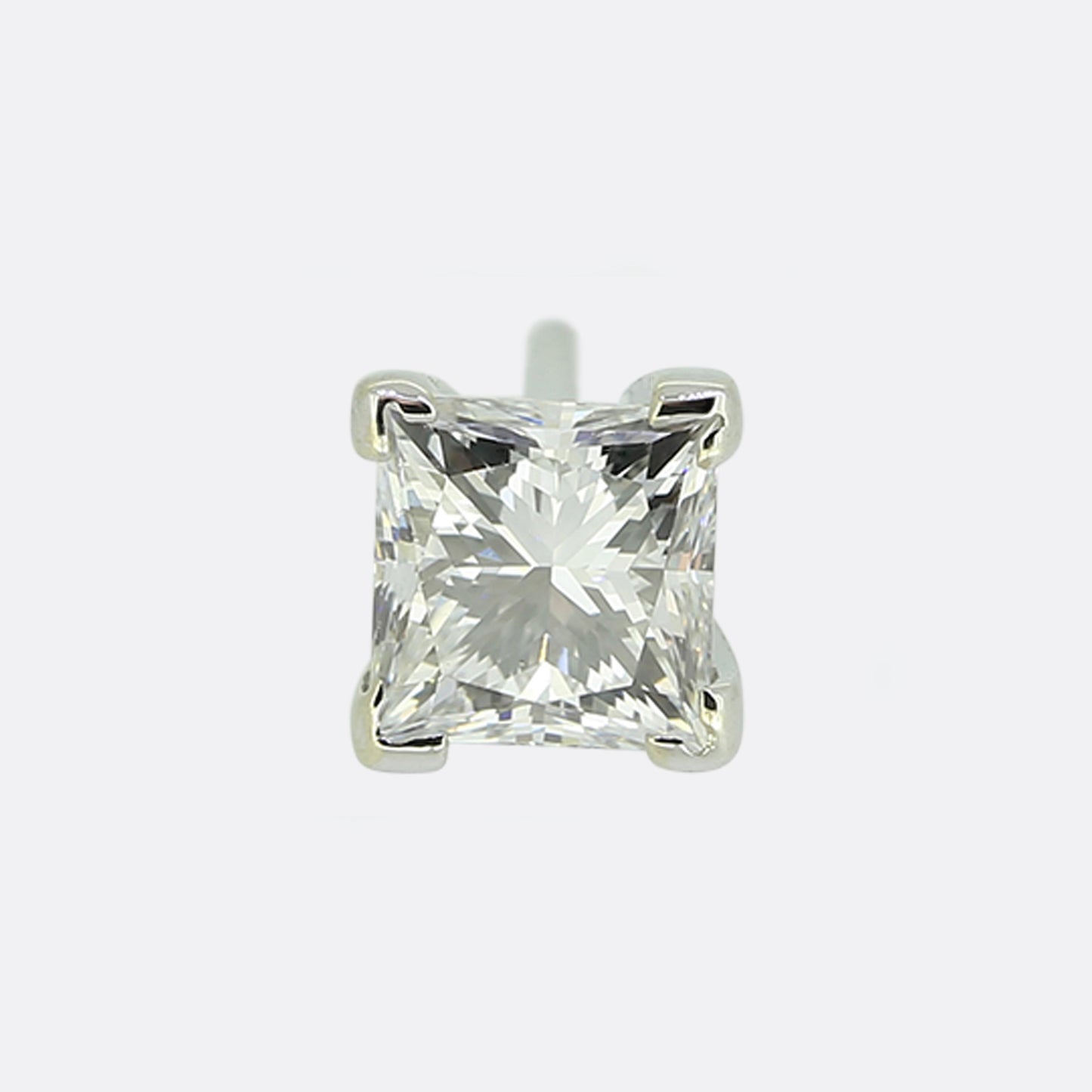 0.44 Carat Princess Cut Diamond Stud Earring