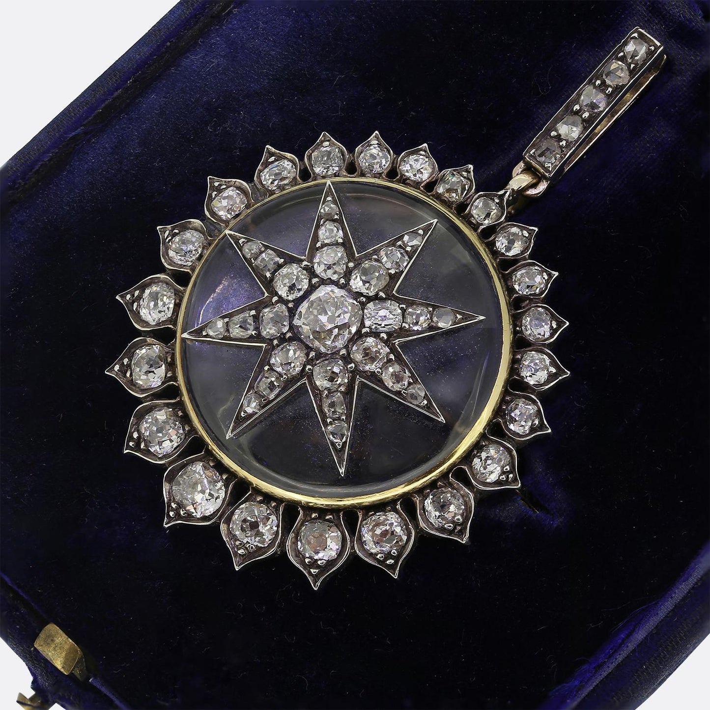 Antique Rock Crystal and Diamond Fob Brooch