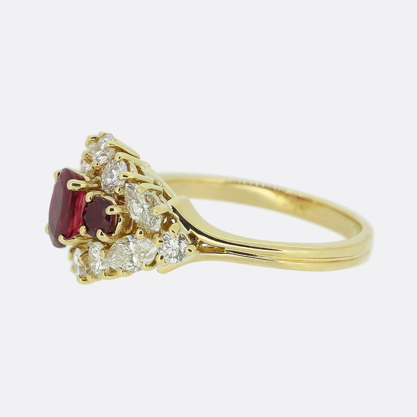 Graff Vintage Ruby and Diamond Cluster Ring