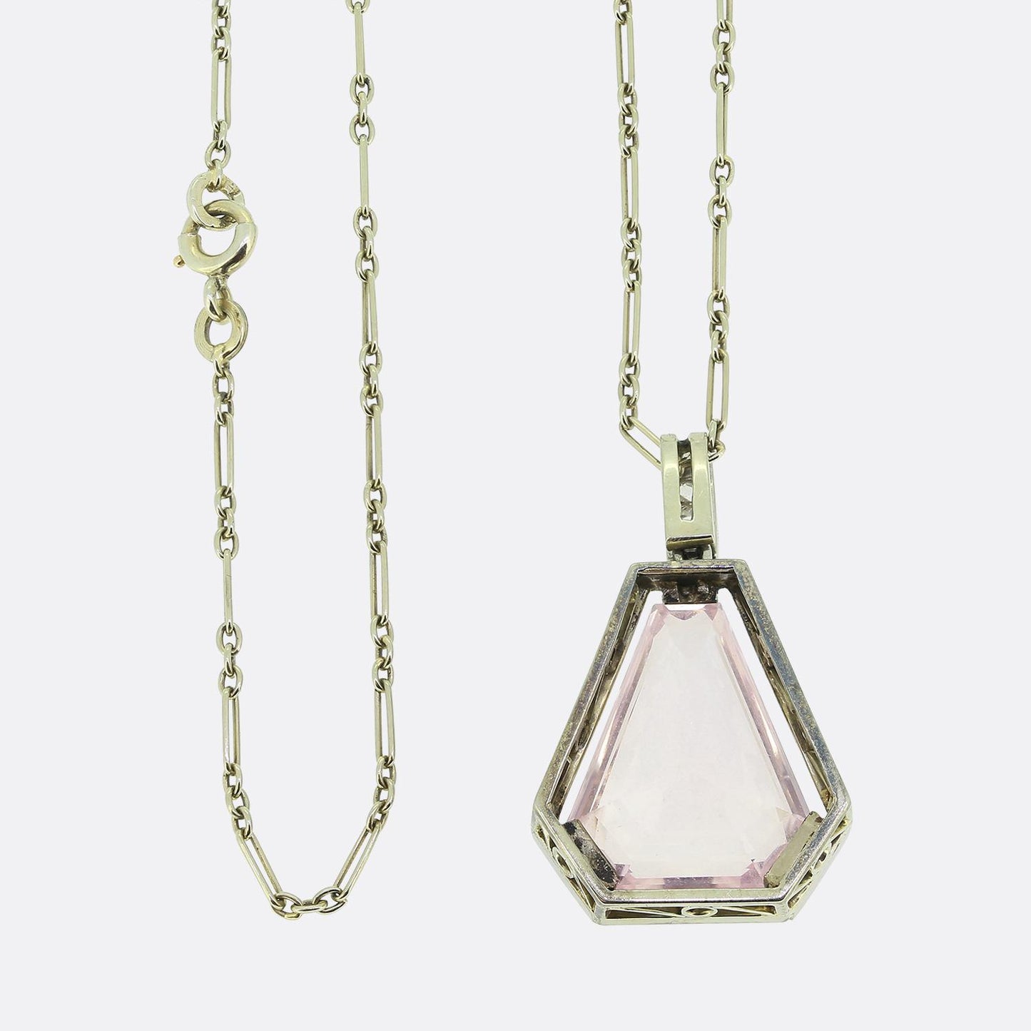Edwardain Pink Topaz and Diamond Necklace