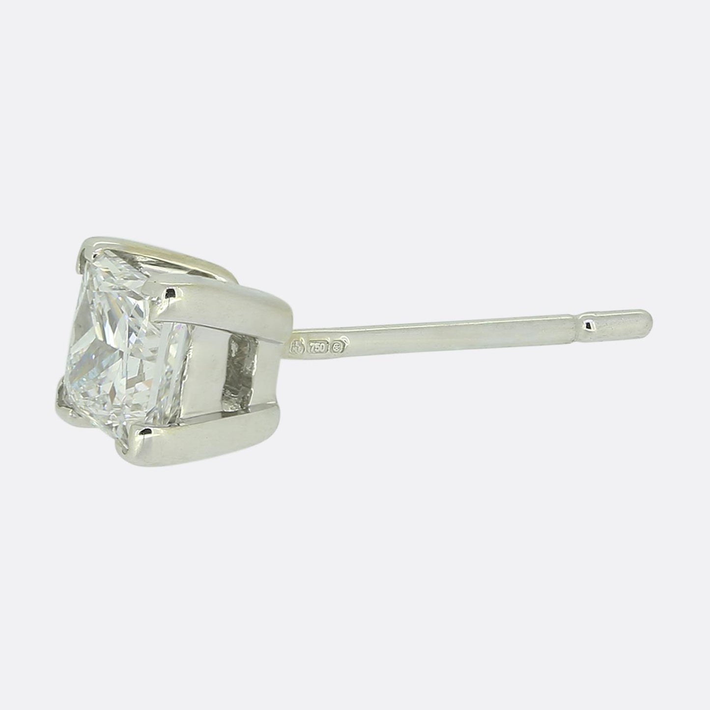 0.44 Carat Princess Cut Diamond Stud Earring