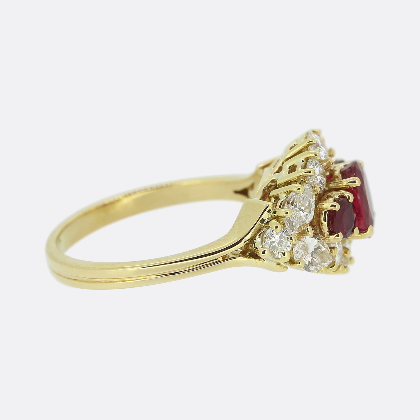 Graff Vintage Ruby and Diamond Cluster Ring