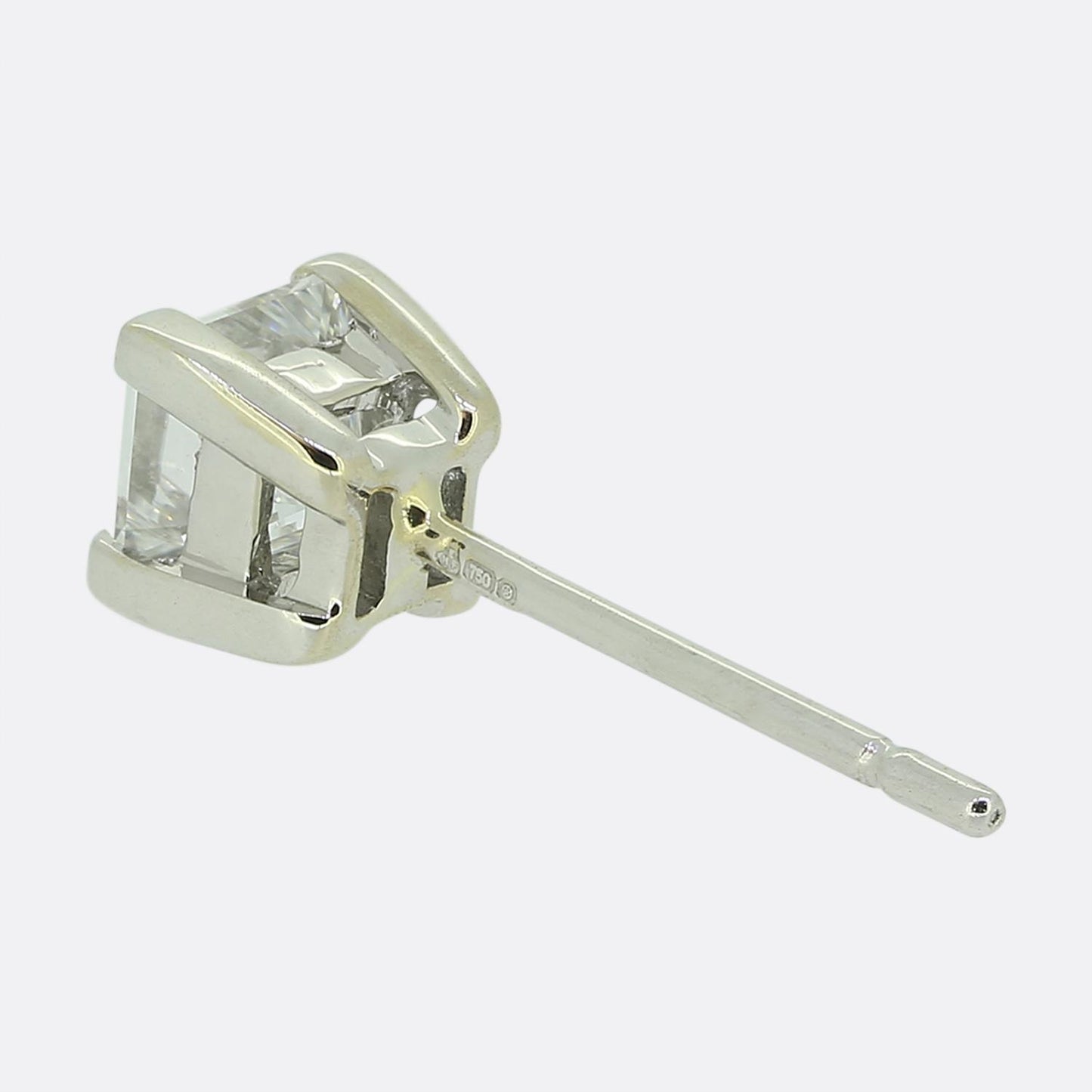 0.44 Carat Princess Cut Diamond Stud Earring