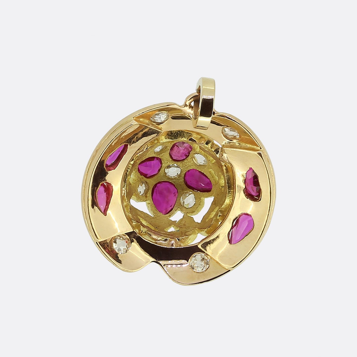 Victorian Ruby Diamond and Enamel Pendant