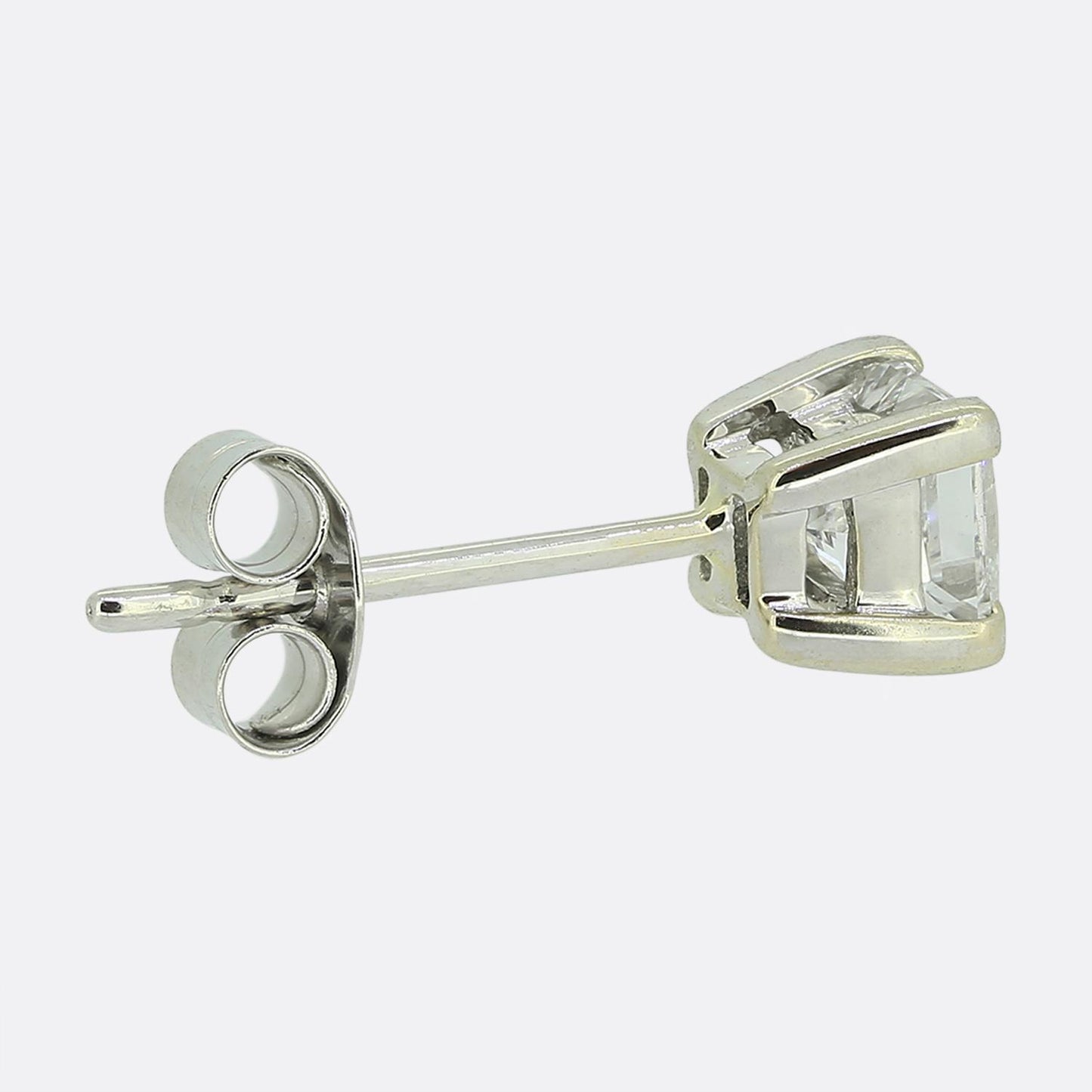 0.44 Carat Princess Cut Diamond Stud Earring