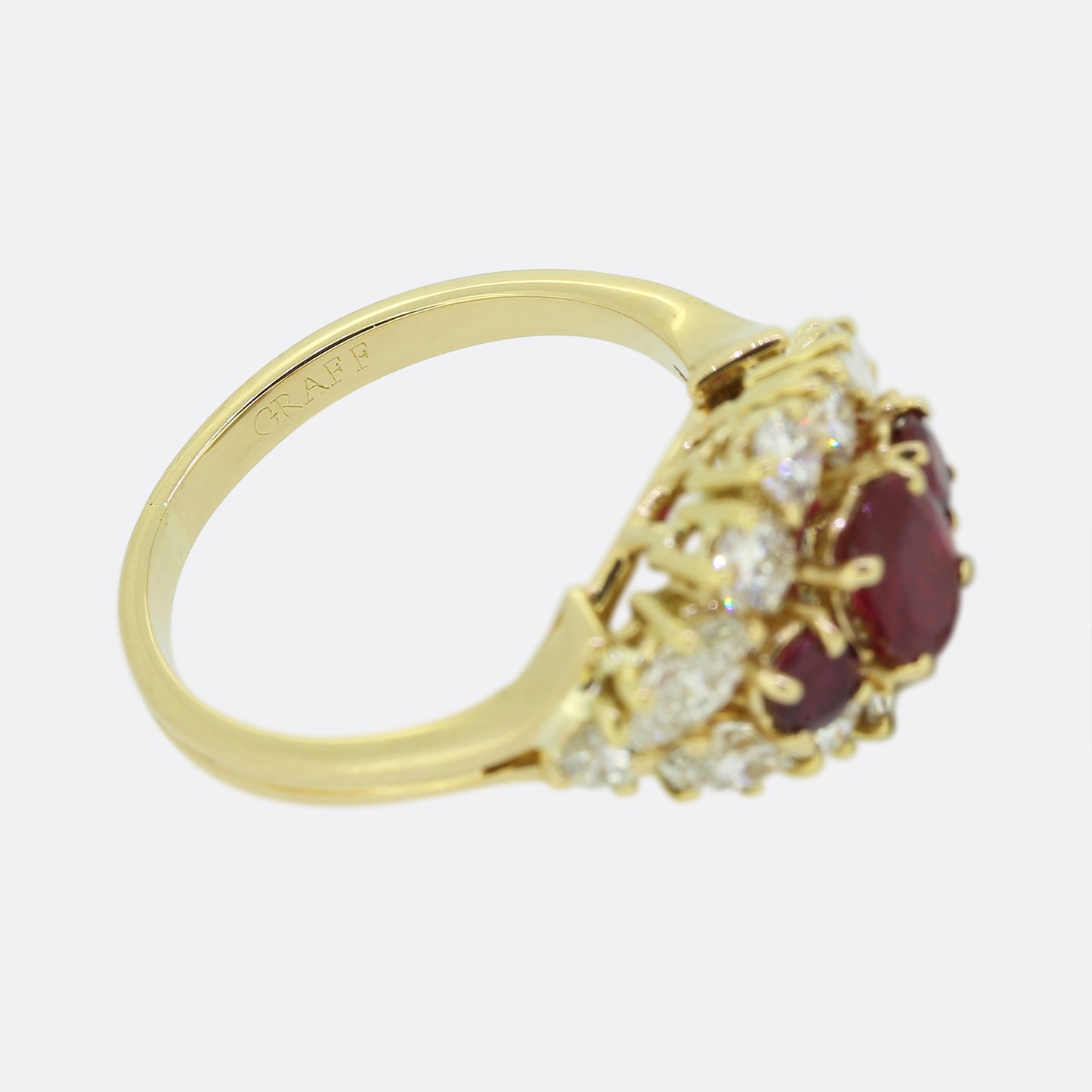 Graff Vintage Ruby and Diamond Cluster Ring
