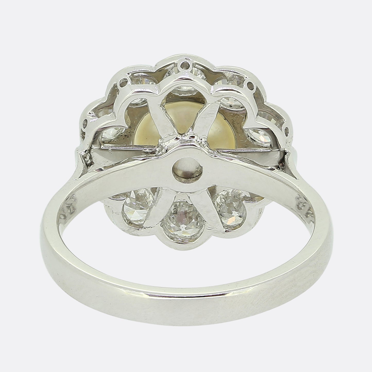 Vintage Pearl and Old Cut Diamond Cluster Ring