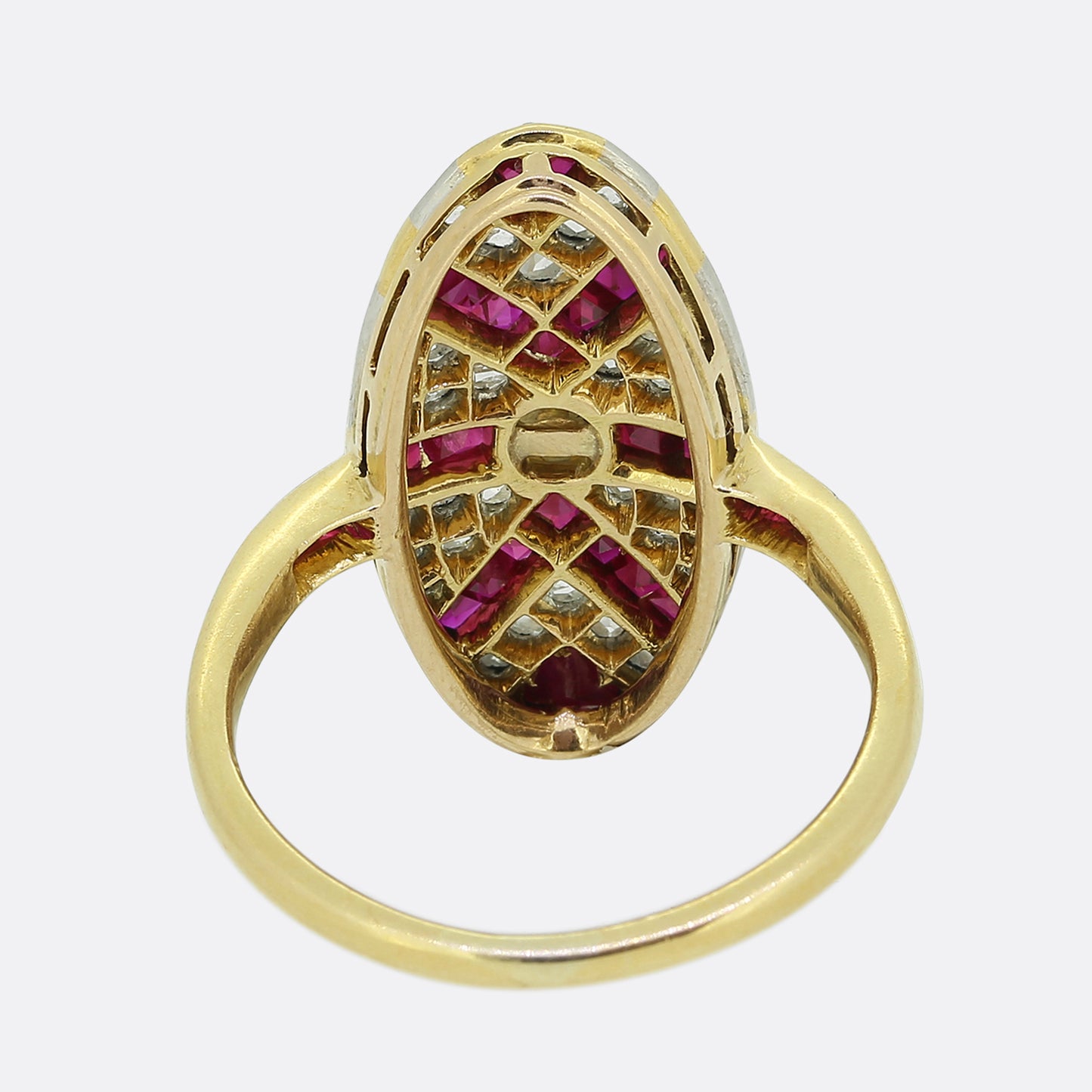 Antique Pearl Ruby and Diamond Cluster Ring