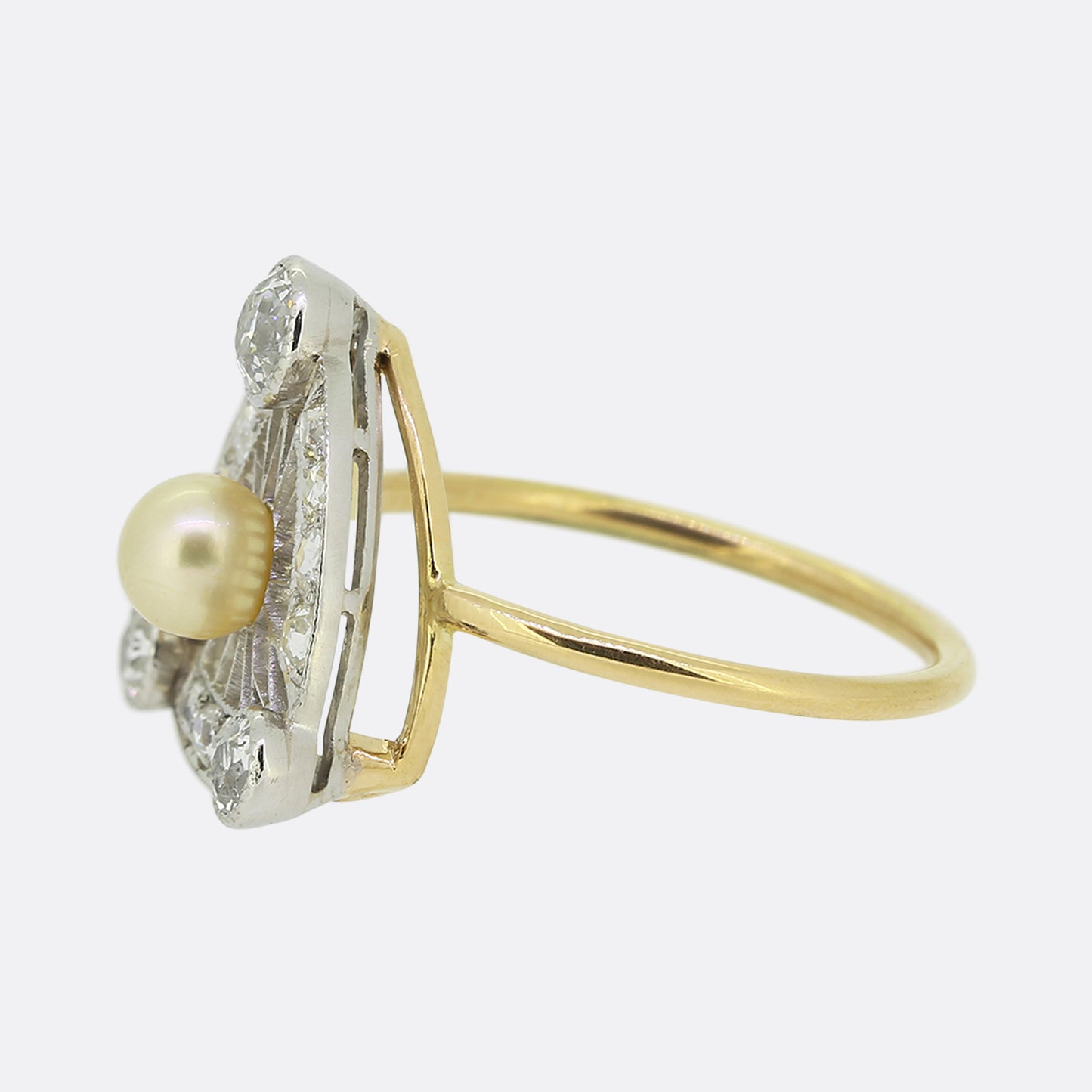 Edwardian Pearl and Diamond Cluster Ring