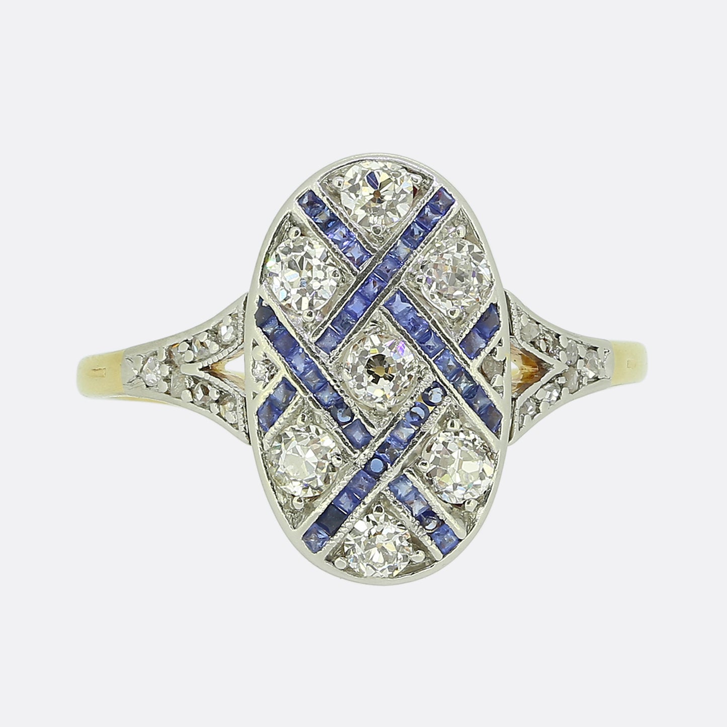 Art Deco Sapphire and Diamond Tablet Ring