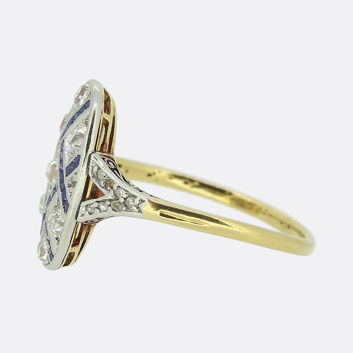 Art Deco Sapphire and Diamond Tablet Ring