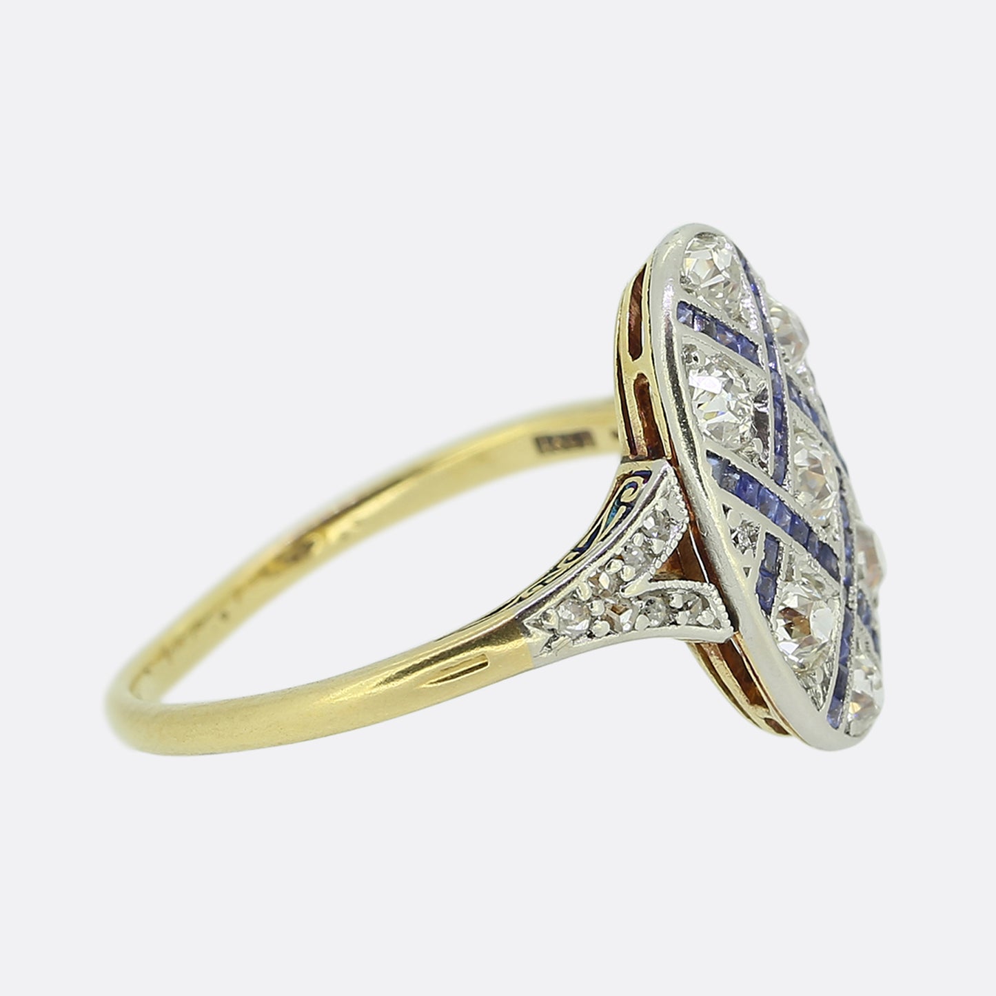 Art Deco Sapphire and Diamond Tablet Ring