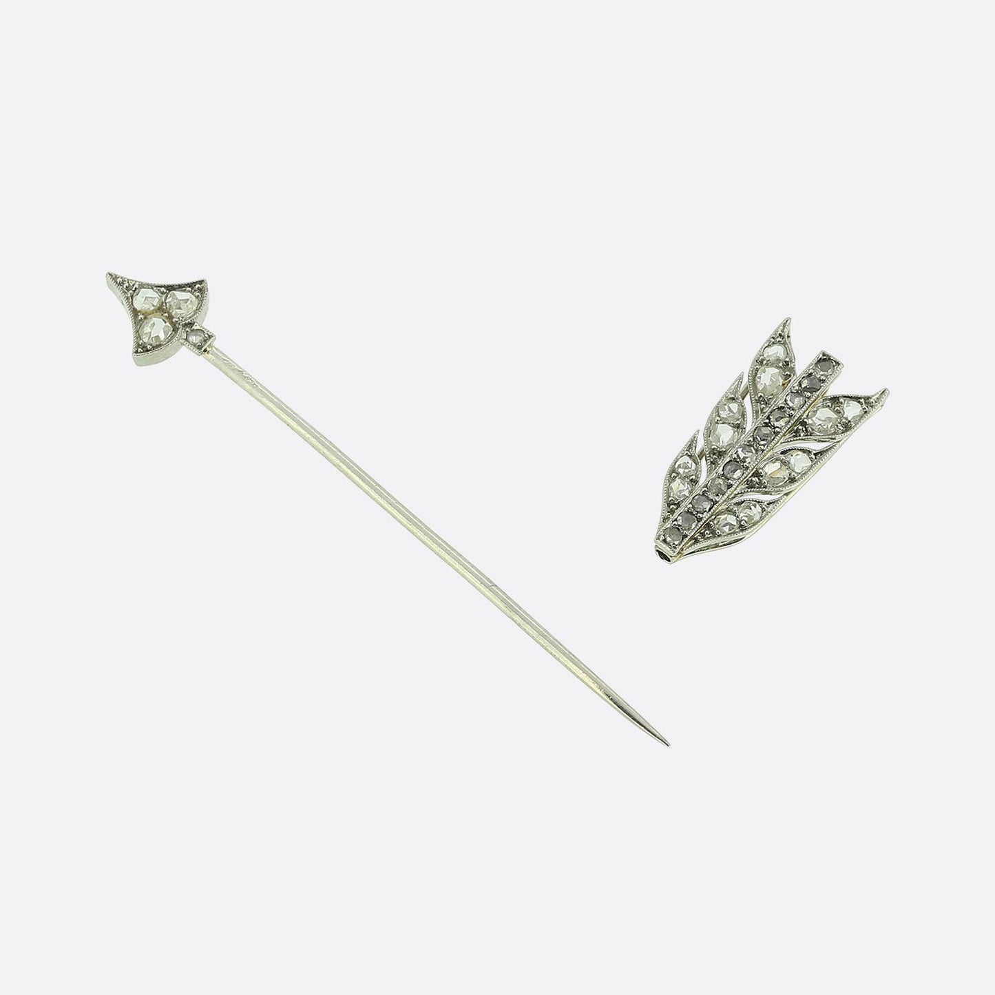 Cartier Art Deco Rose Cut Diamond Arrow Jabot Pin