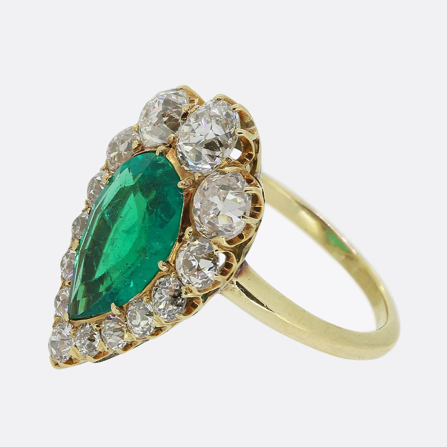 2.25 Carat Colombian Emerald and Diamond Cluster Ring