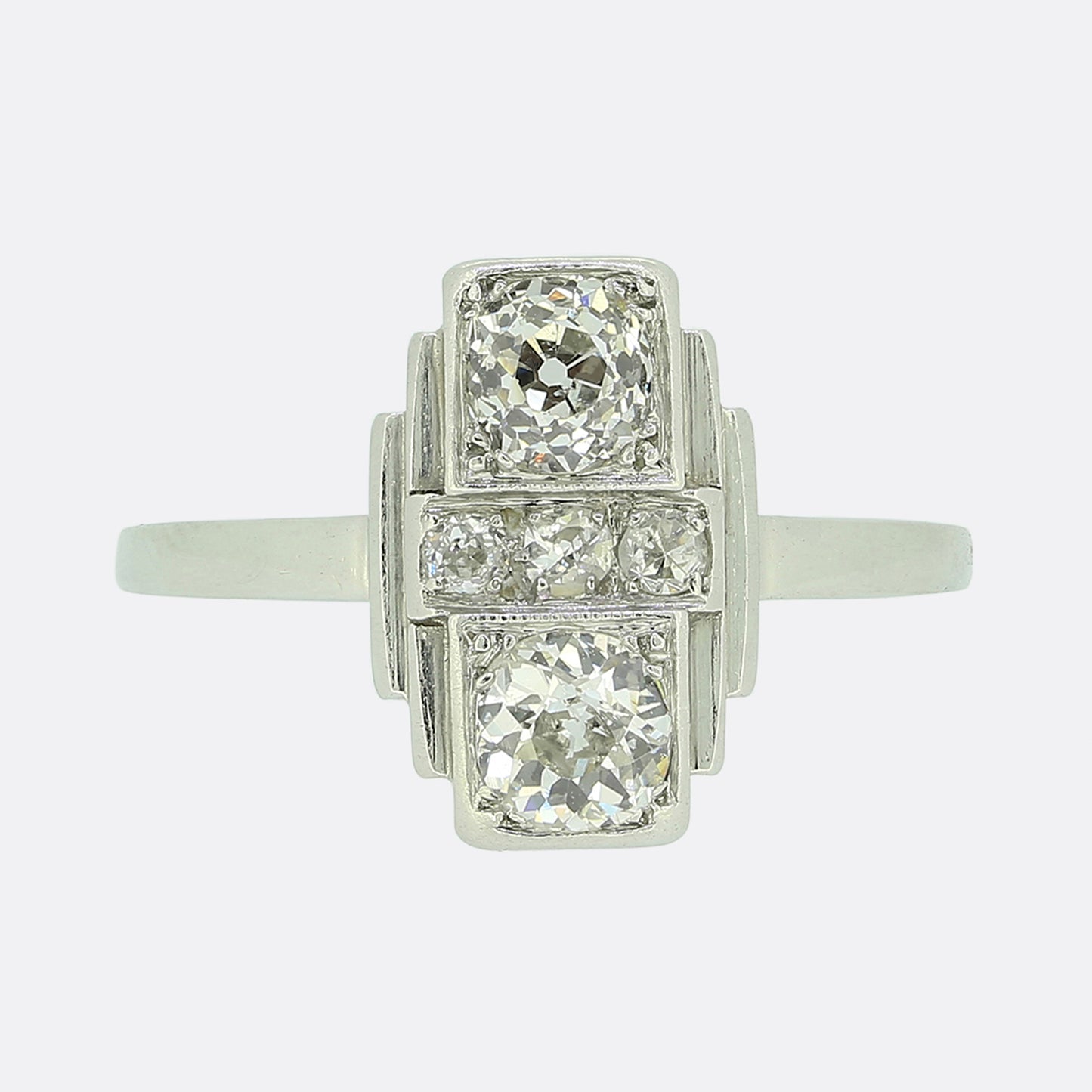 Art Deco Two-Stone Diamond Tablet Ring