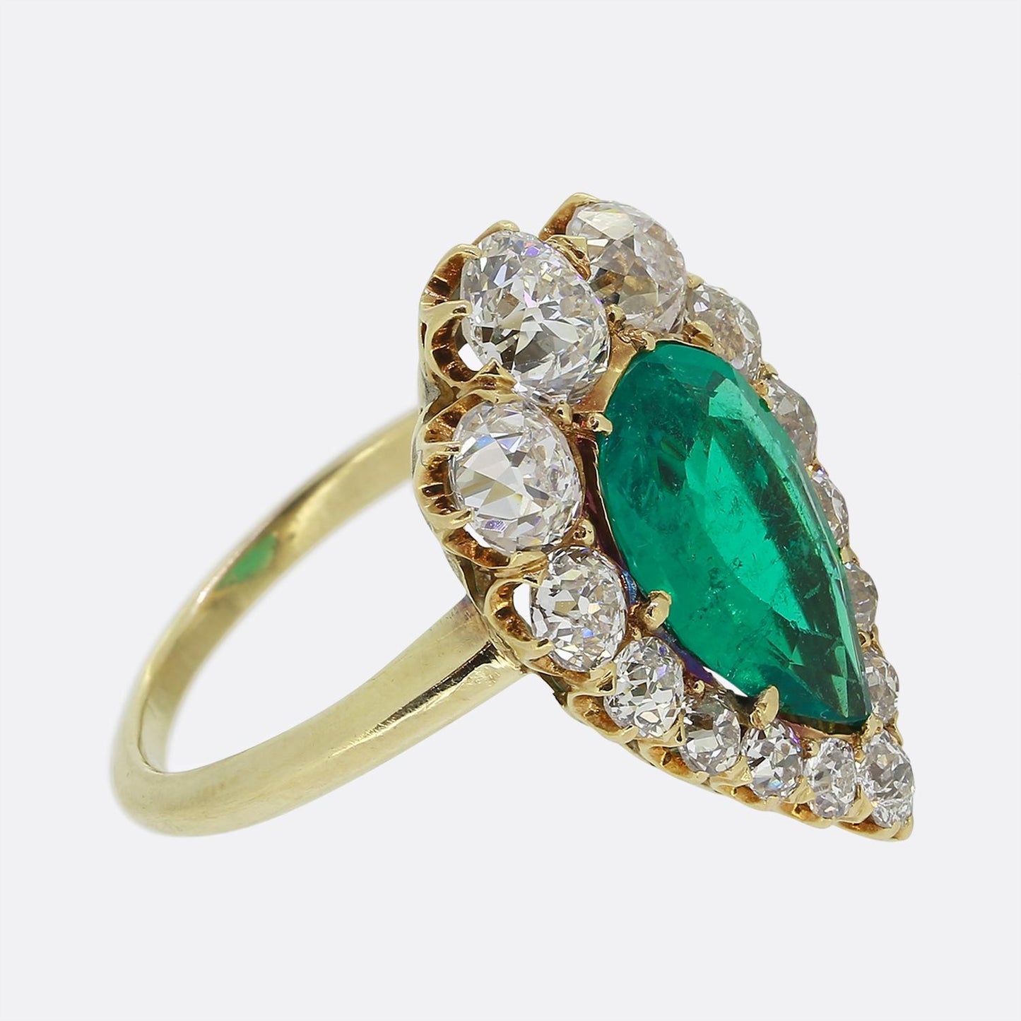 2.25 Carat Colombian Emerald and Diamond Cluster Ring