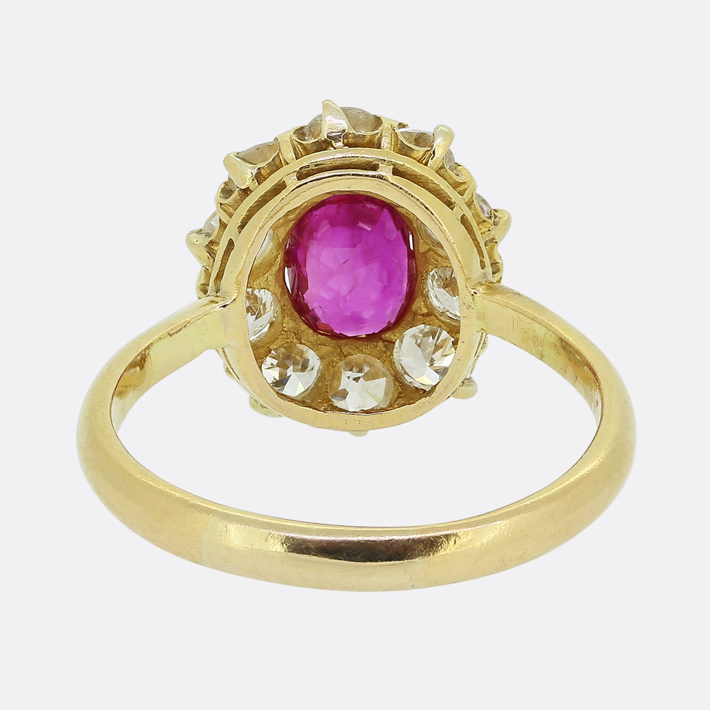 Vintage Burmese Ruby and Diamond Cluster Ring