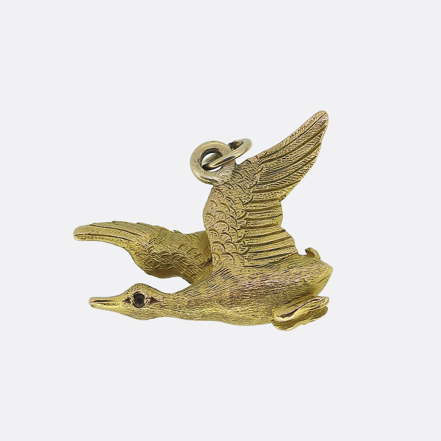 Victorian Ruby Flying Duck Charm Pendant