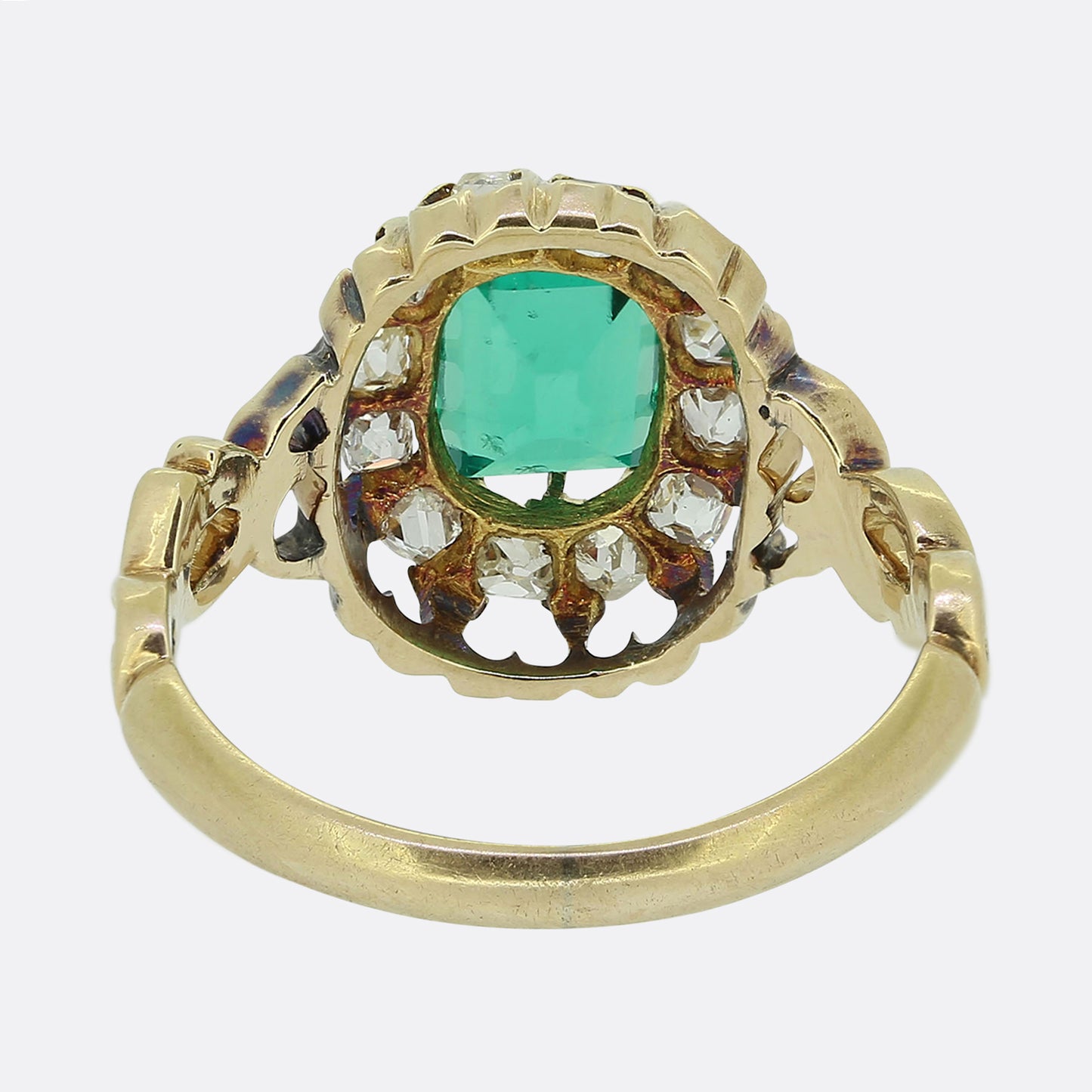 Victorian Emerald and Diamond Cluster Ring