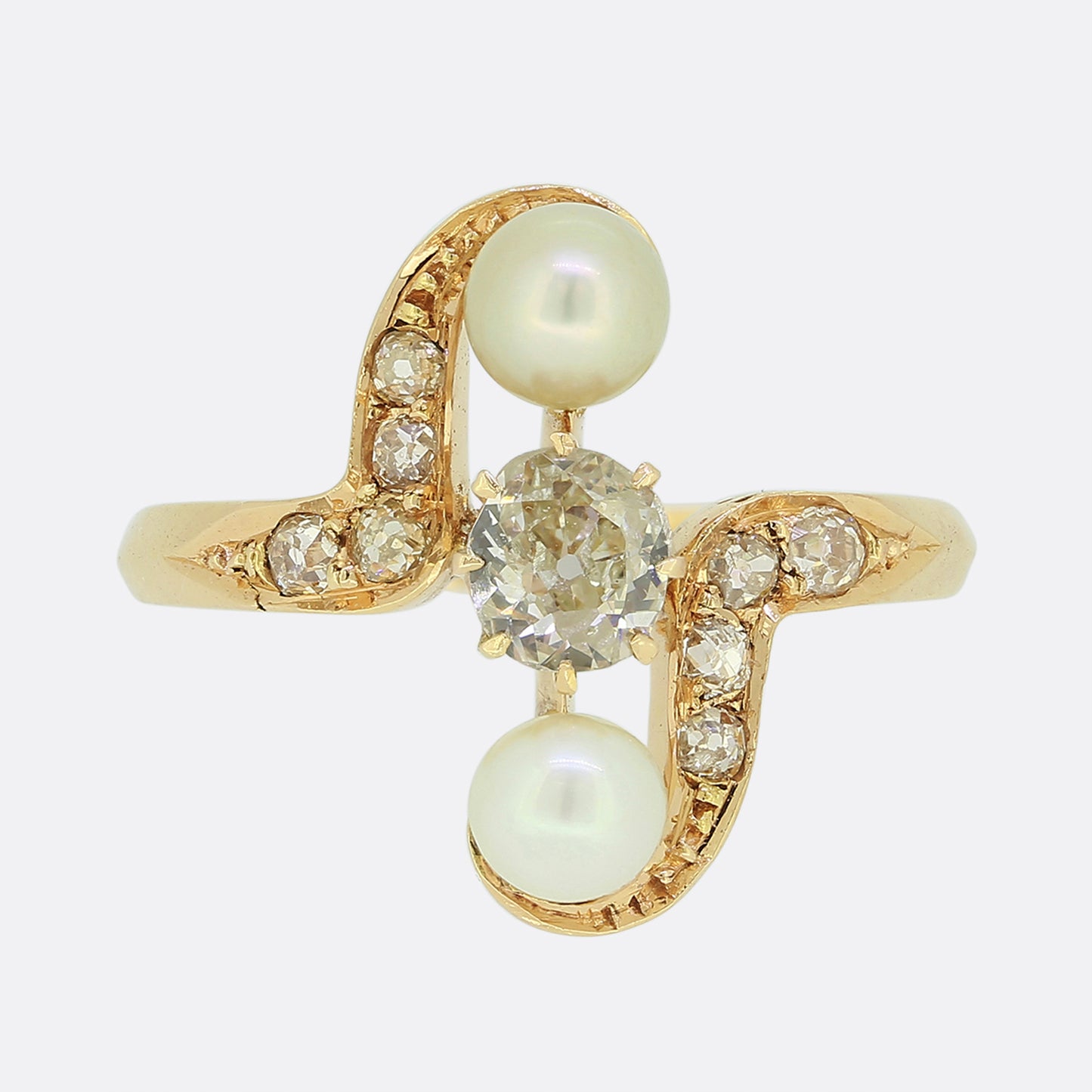Belle Époque Pearl and Diamond Ring