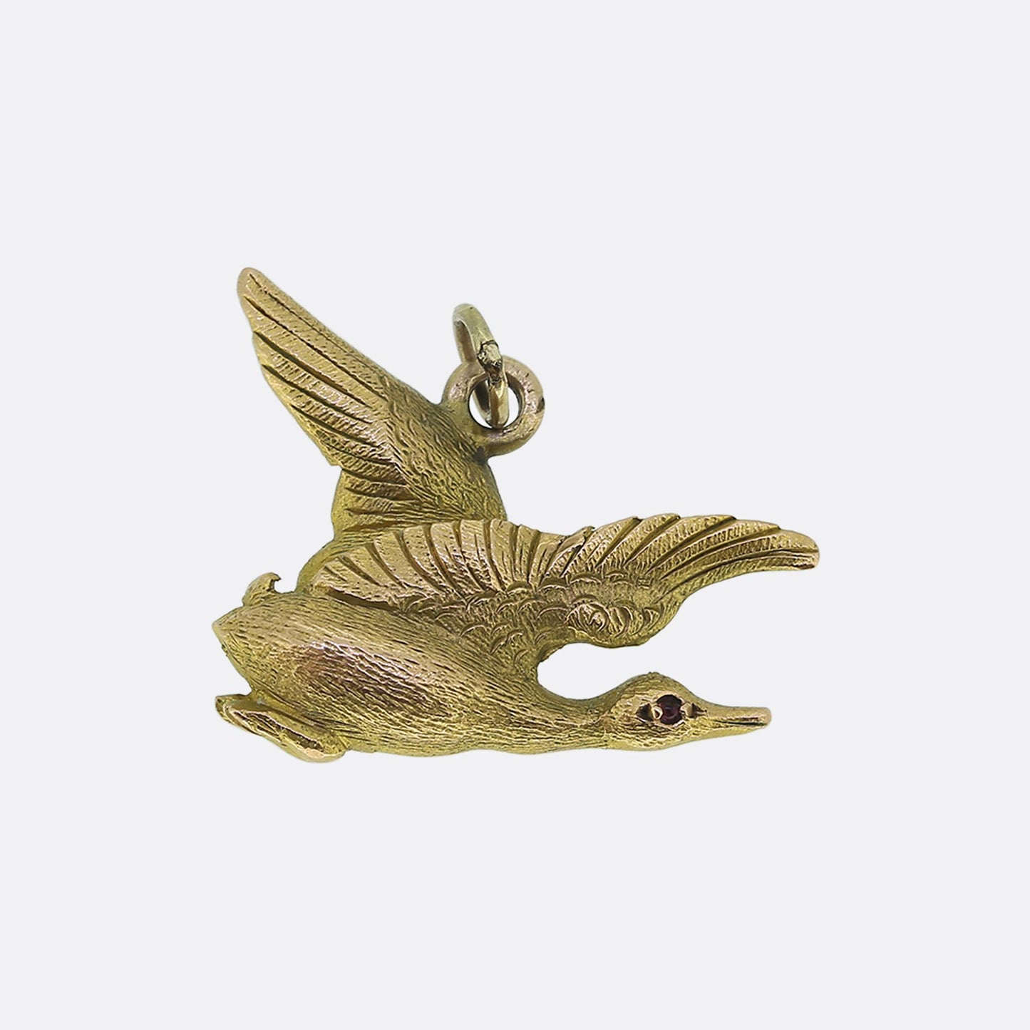 Victorian Ruby Flying Duck Charm Pendant