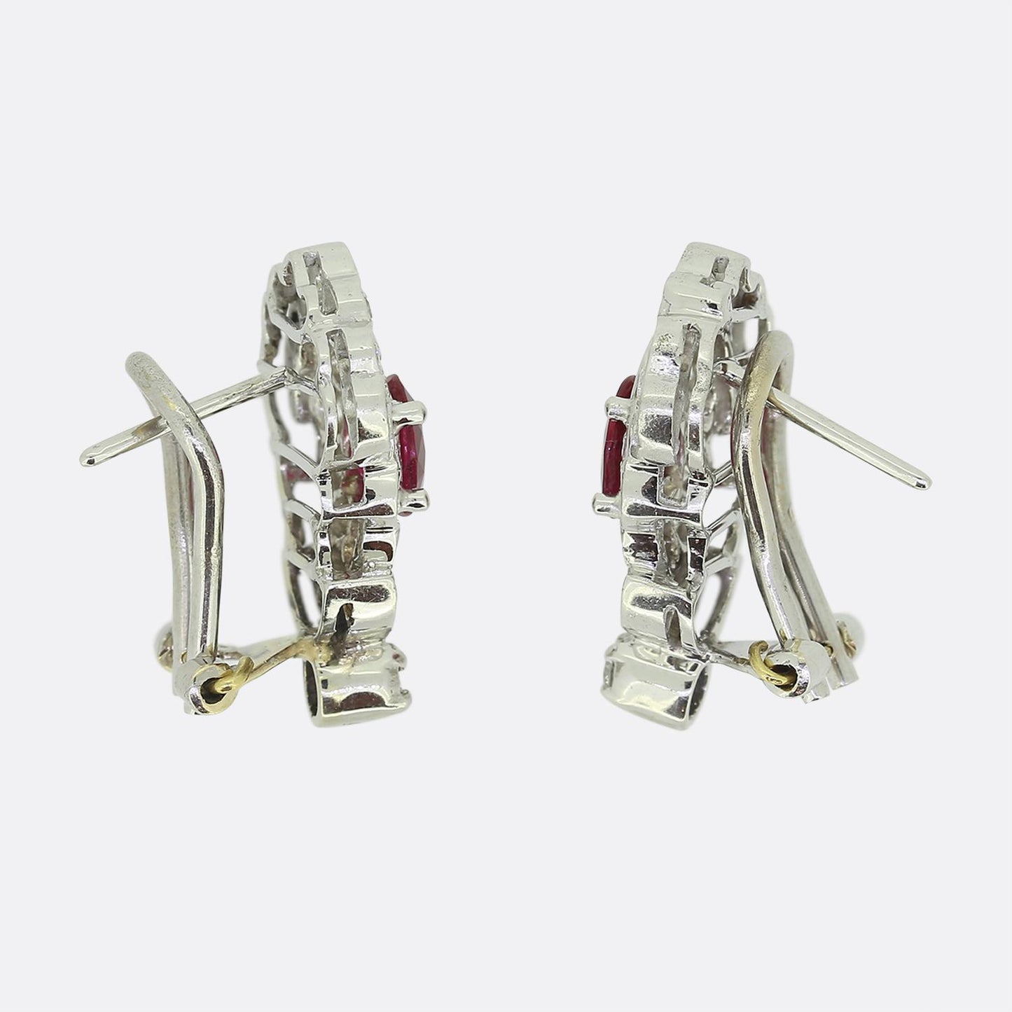 Vintage Ruby and Diamond Cluster Earrings