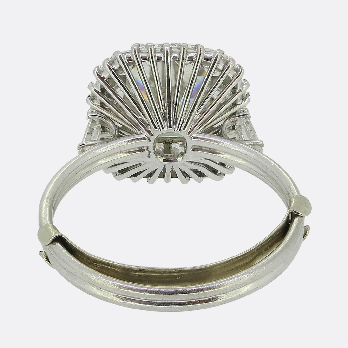 Vintage 2.60 Carat Antique Asscher Cut Diamond Cluster Ring