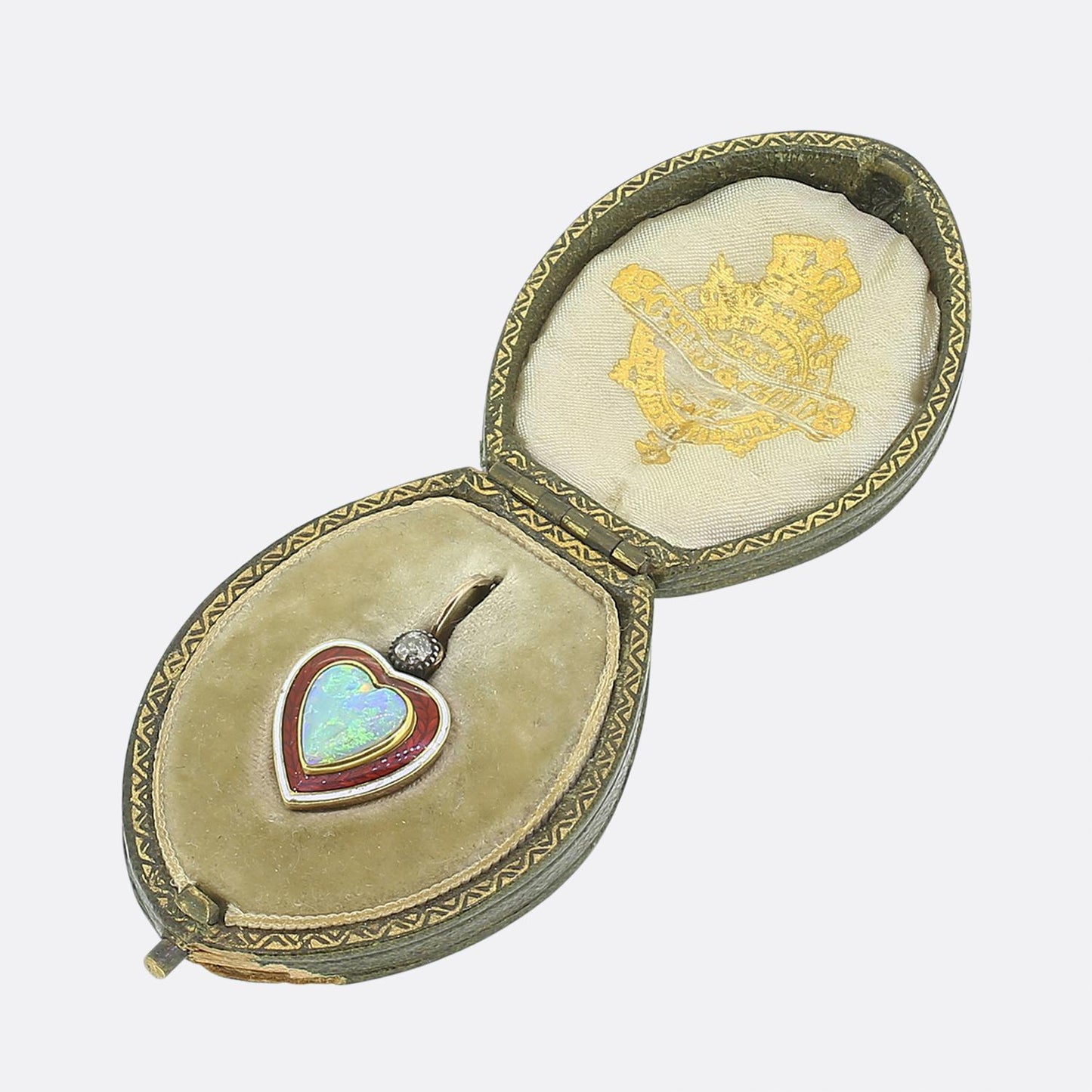 Child & Child Opal Heart Diamond and Enamel Pendant