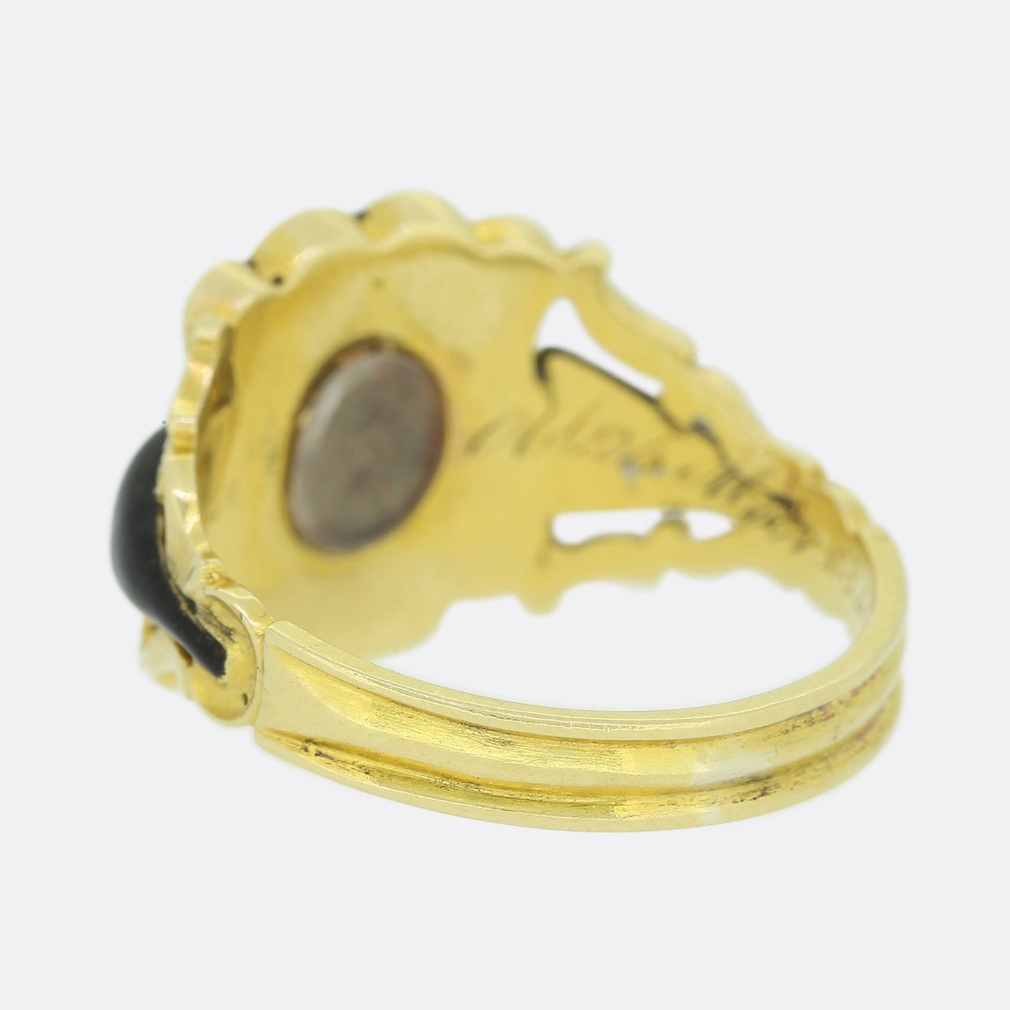 Georgian Pearl, Diamond and Enamel Mourning Locket Ring