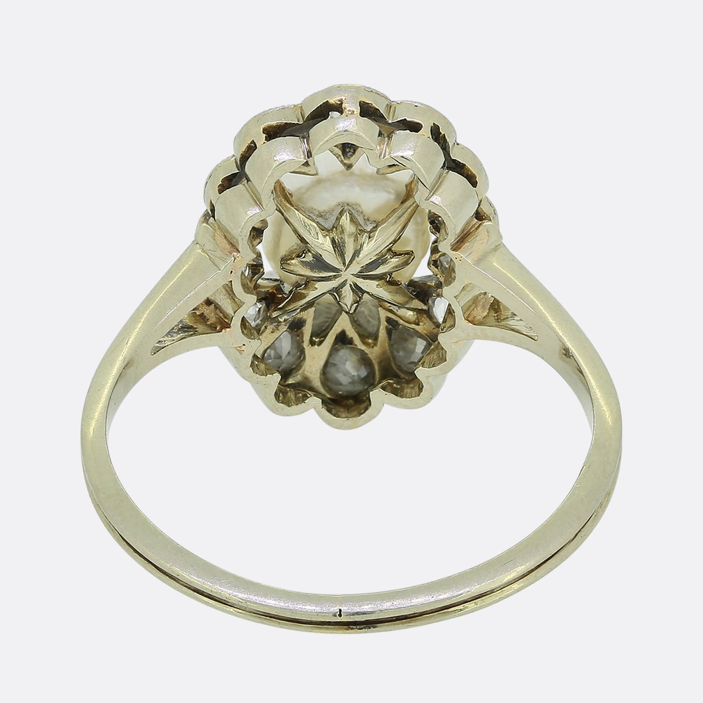 Victorian Natural Pearl and Diamond Cluster Ring
