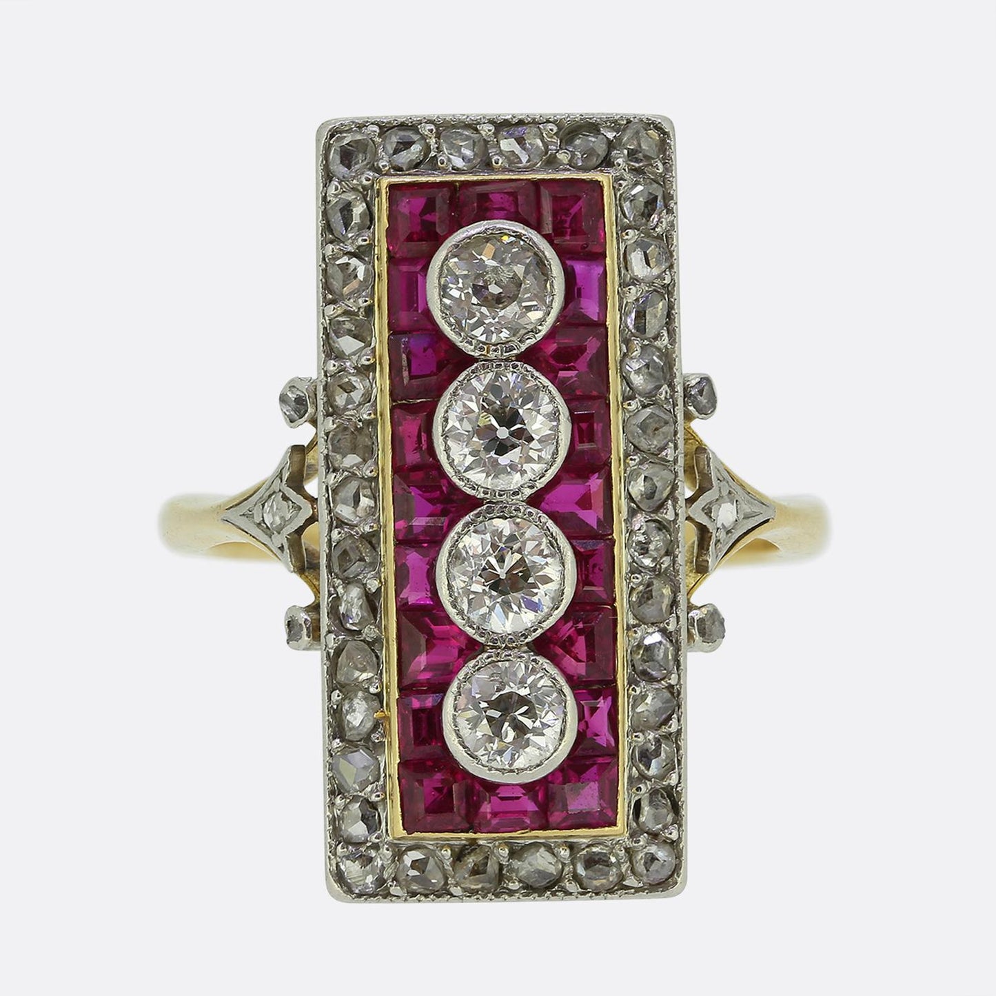 Art Deco Ruby and Diamond Plaque Ring