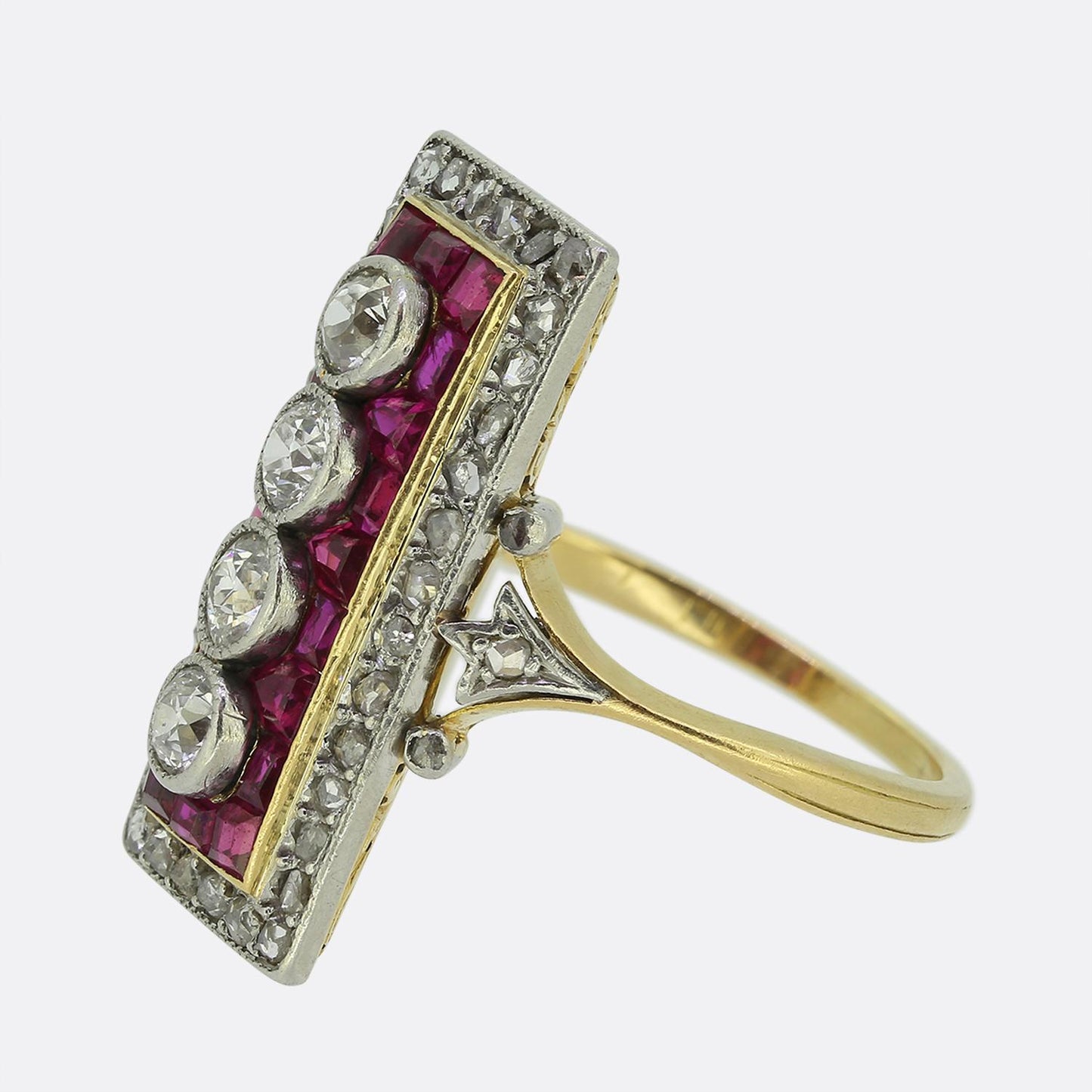Art Deco Ruby and Diamond Plaque Ring
