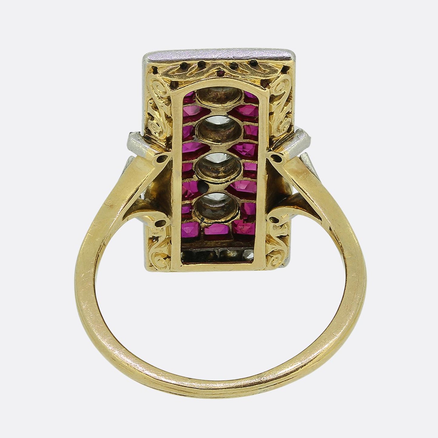 Art Deco Ruby and Diamond Plaque Ring