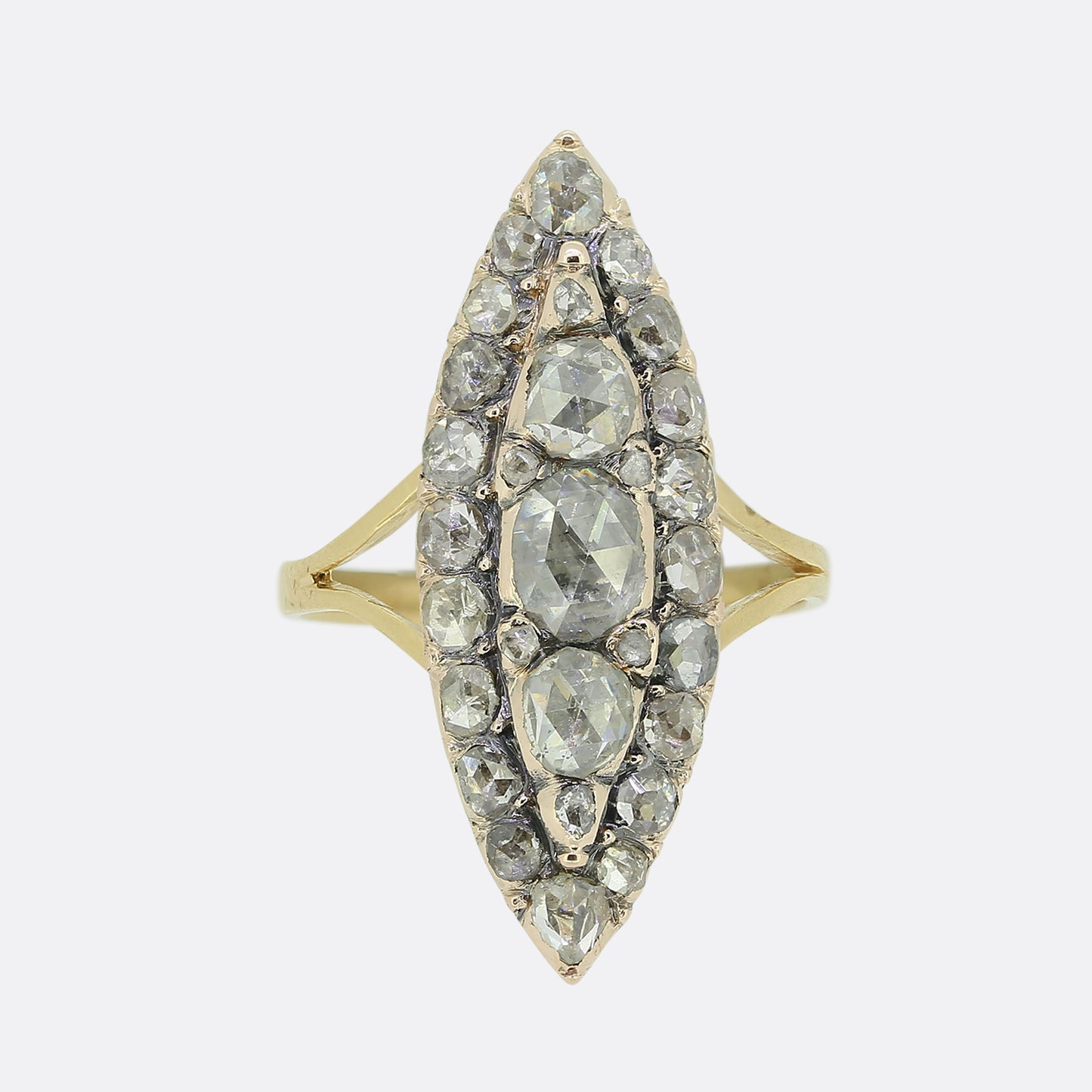 Georgian Rose Cut Diamond Navette Ring