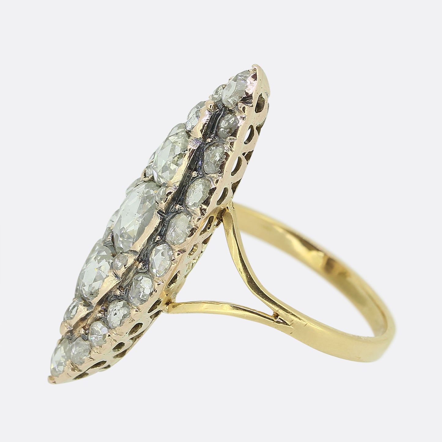 Georgian Rose Cut Diamond Navette Ring