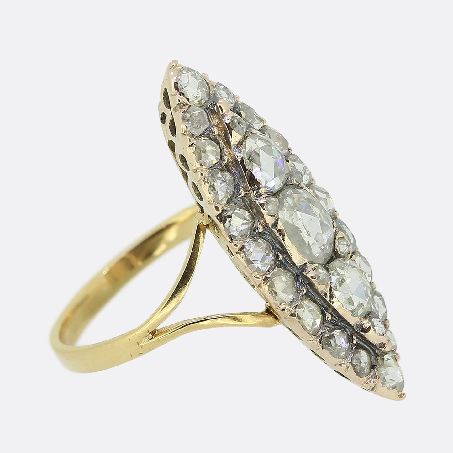 Georgian Rose Cut Diamond Navette Ring