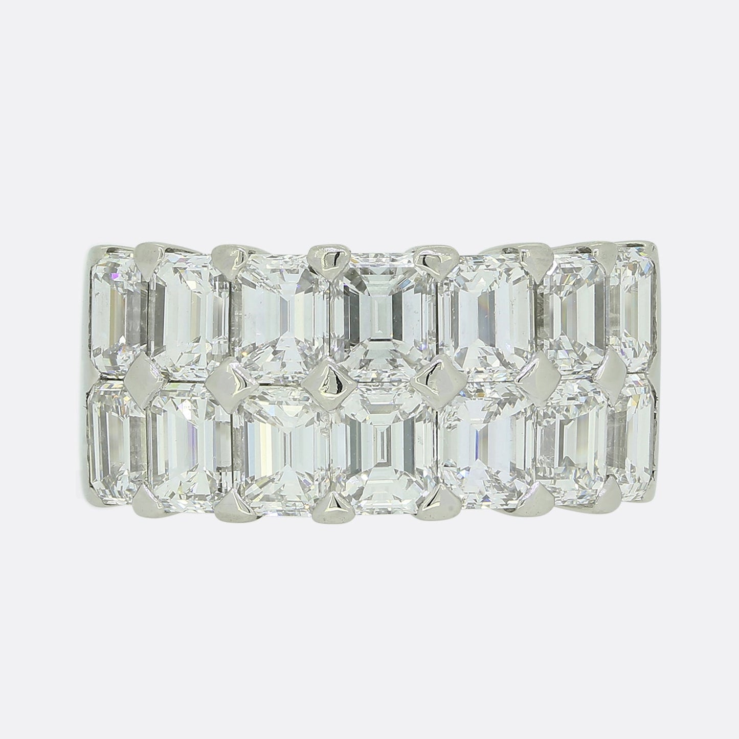 Boodles Emerald Cut Diamond Two Row Ring