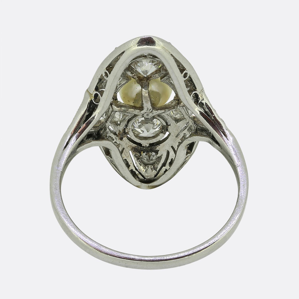 Art Deco Pearl Diamond and Onyx Dress Ring