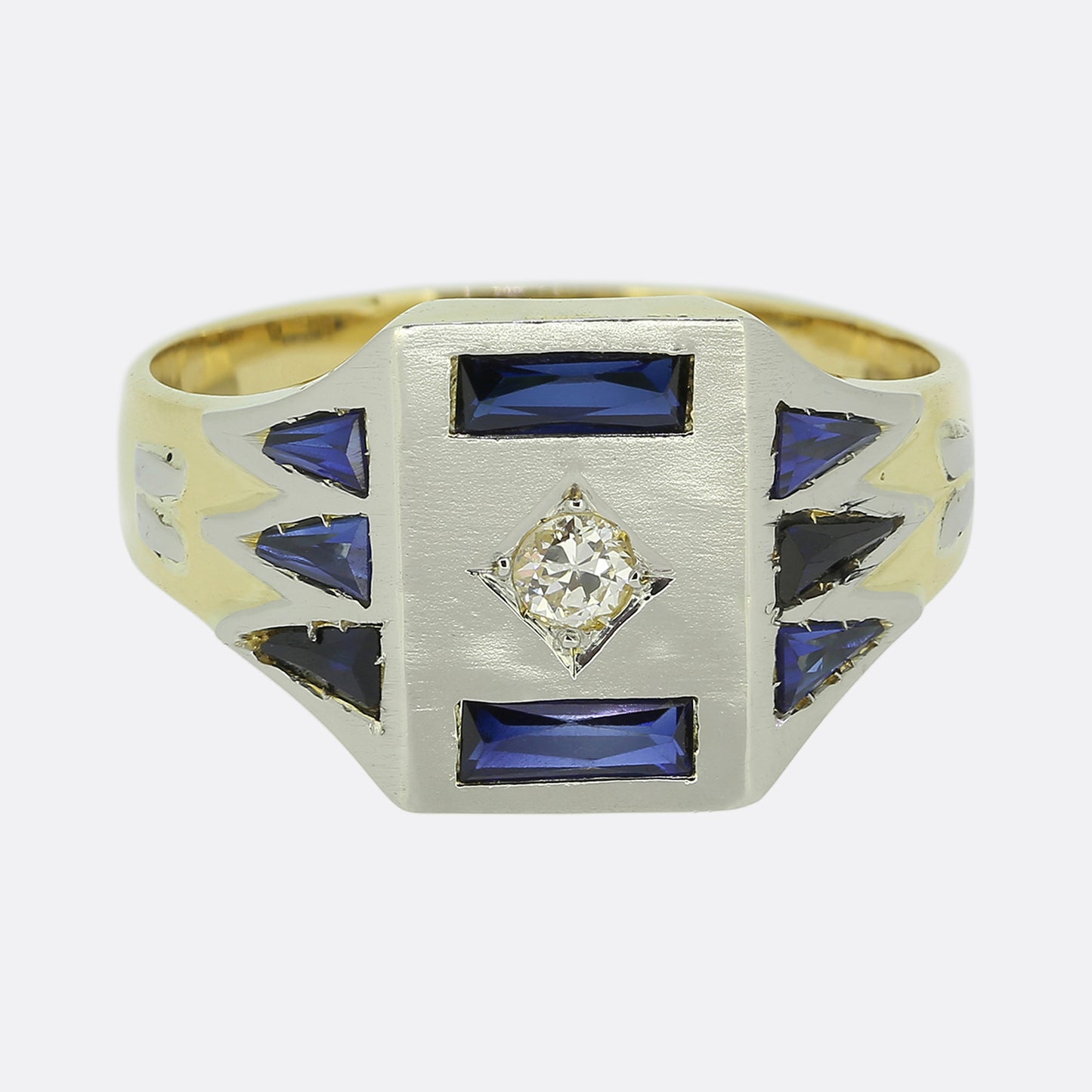 Art Deco Sapphire and Diamond Signet Ring