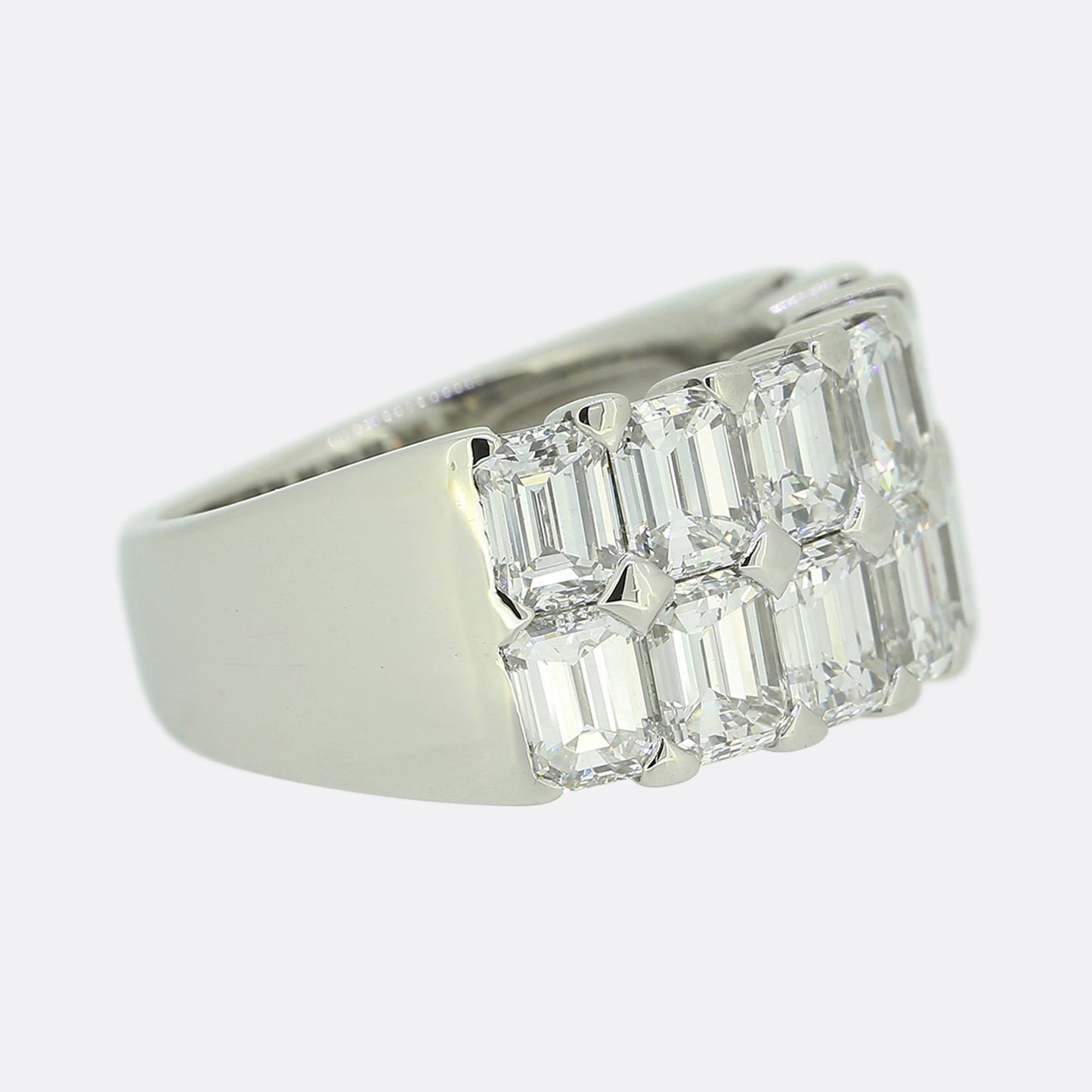 Boodles Emerald Cut Diamond Two Row Ring