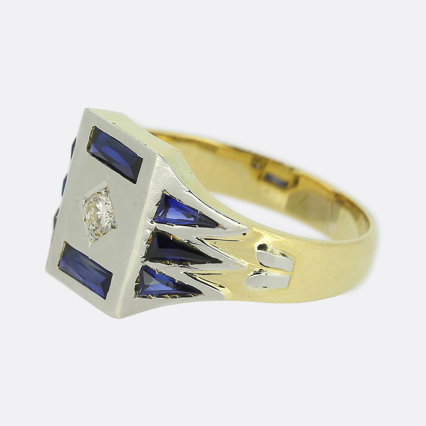 Art Deco Sapphire and Diamond Signet Ring