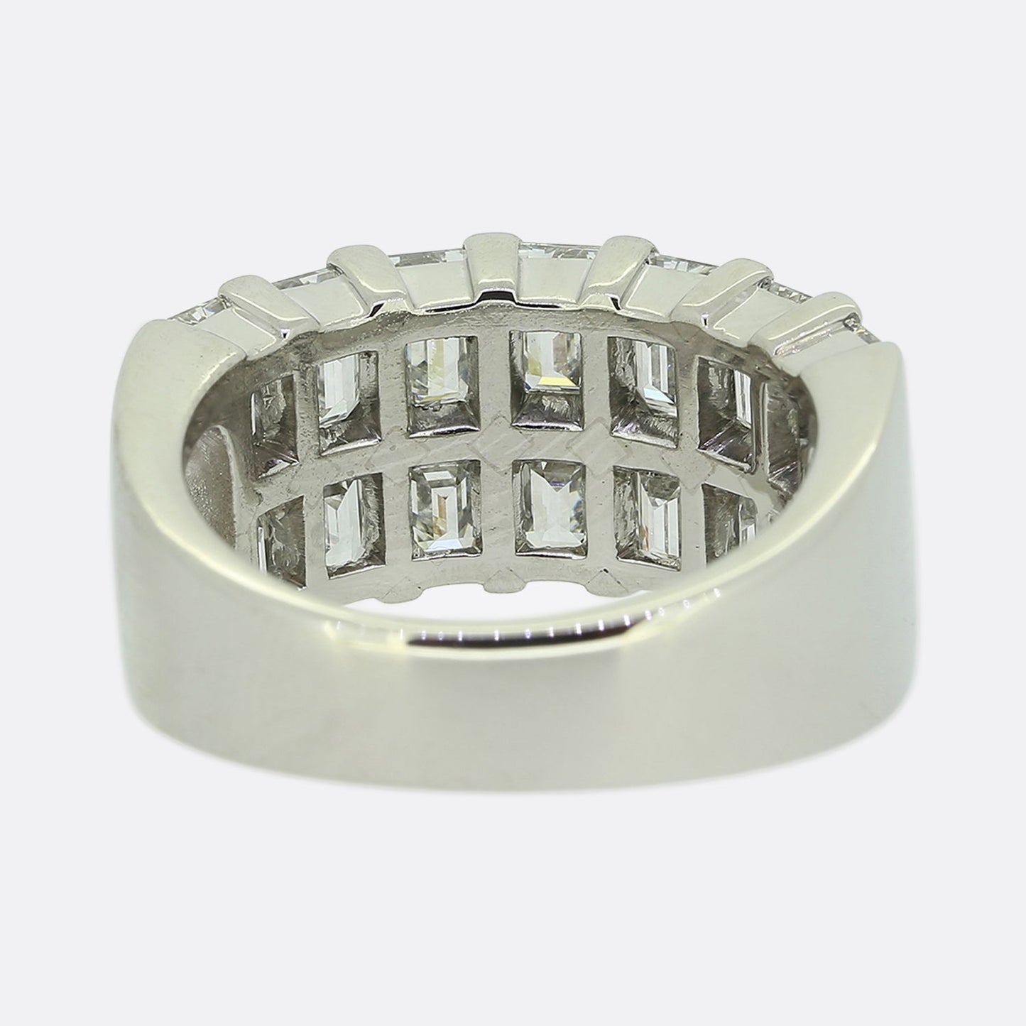 Boodles Emerald Cut Diamond Two Row Ring
